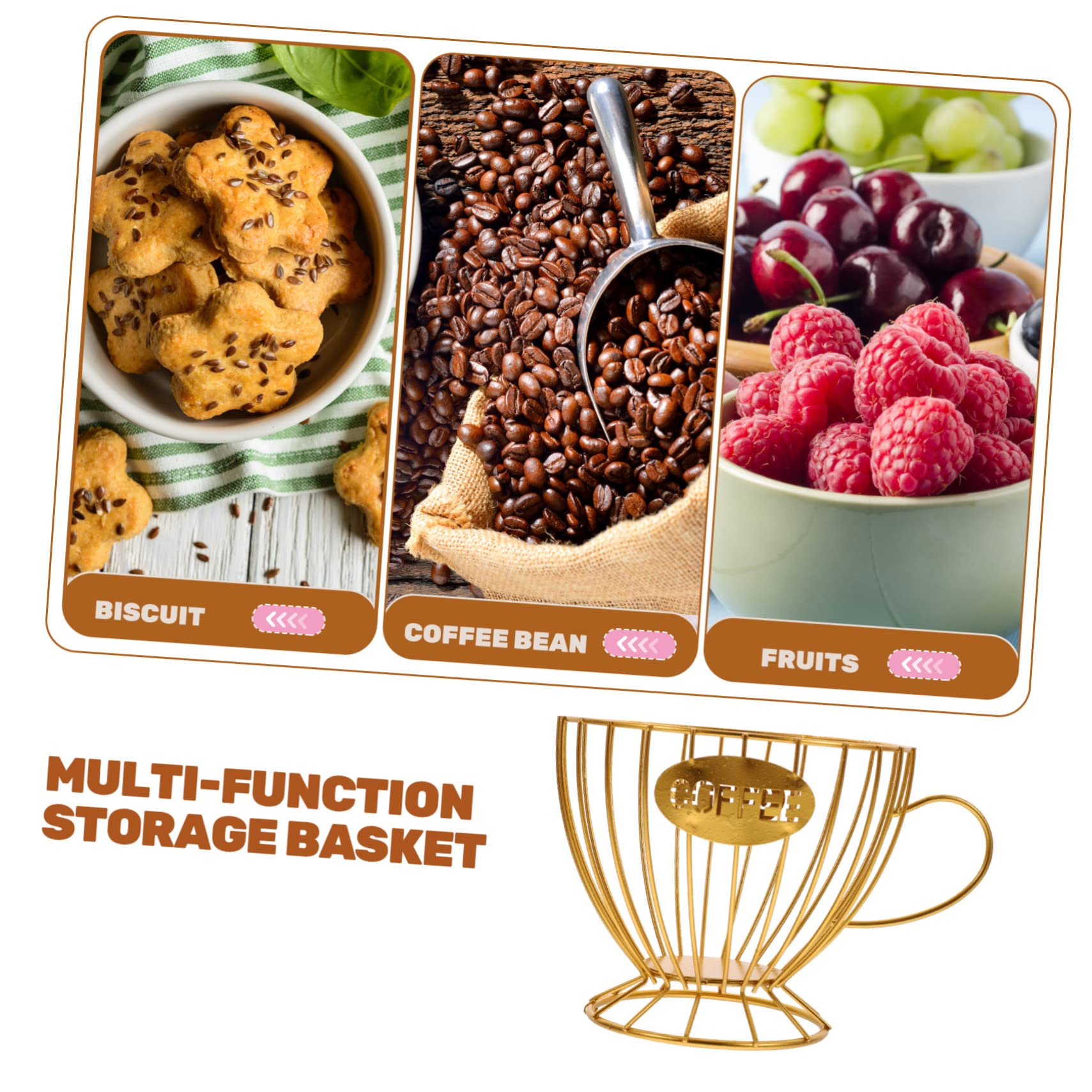 Alipis Coffee Holder Basket Capacity Iron Storage Display for Kitchen Coffee Bar Versatile Organizer for Fruits and Snacks Easy to Clean Home Accessory