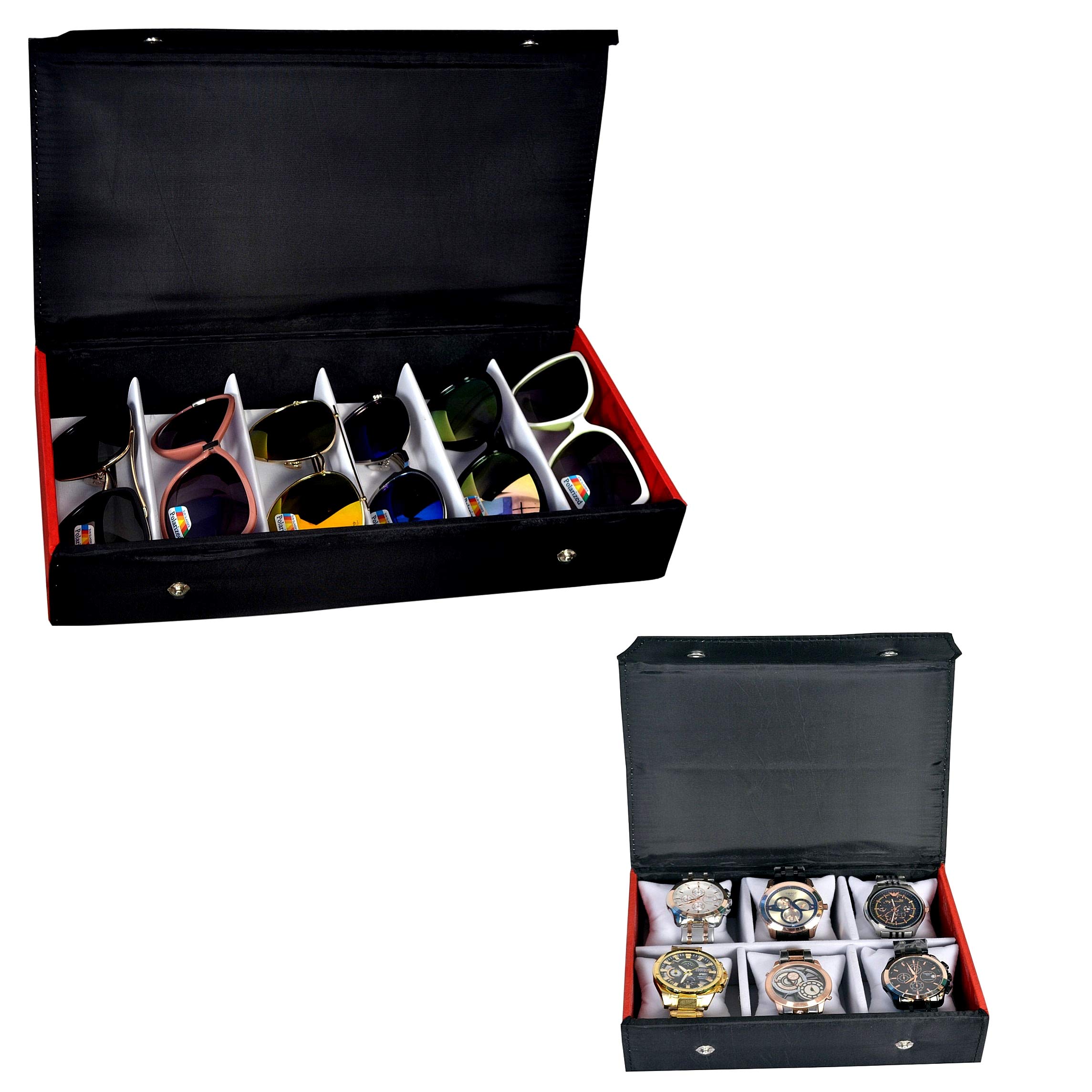 Proniks Sunglass, goggles, Eyewear with Watch and Bracelet Box/without Sunglass and Watch/case cover Combo pack 6pcs storage compartment organizer in Black Color (Made in India) (B08MYSN1KY) Amazon Price History, Amazon Price Tracker