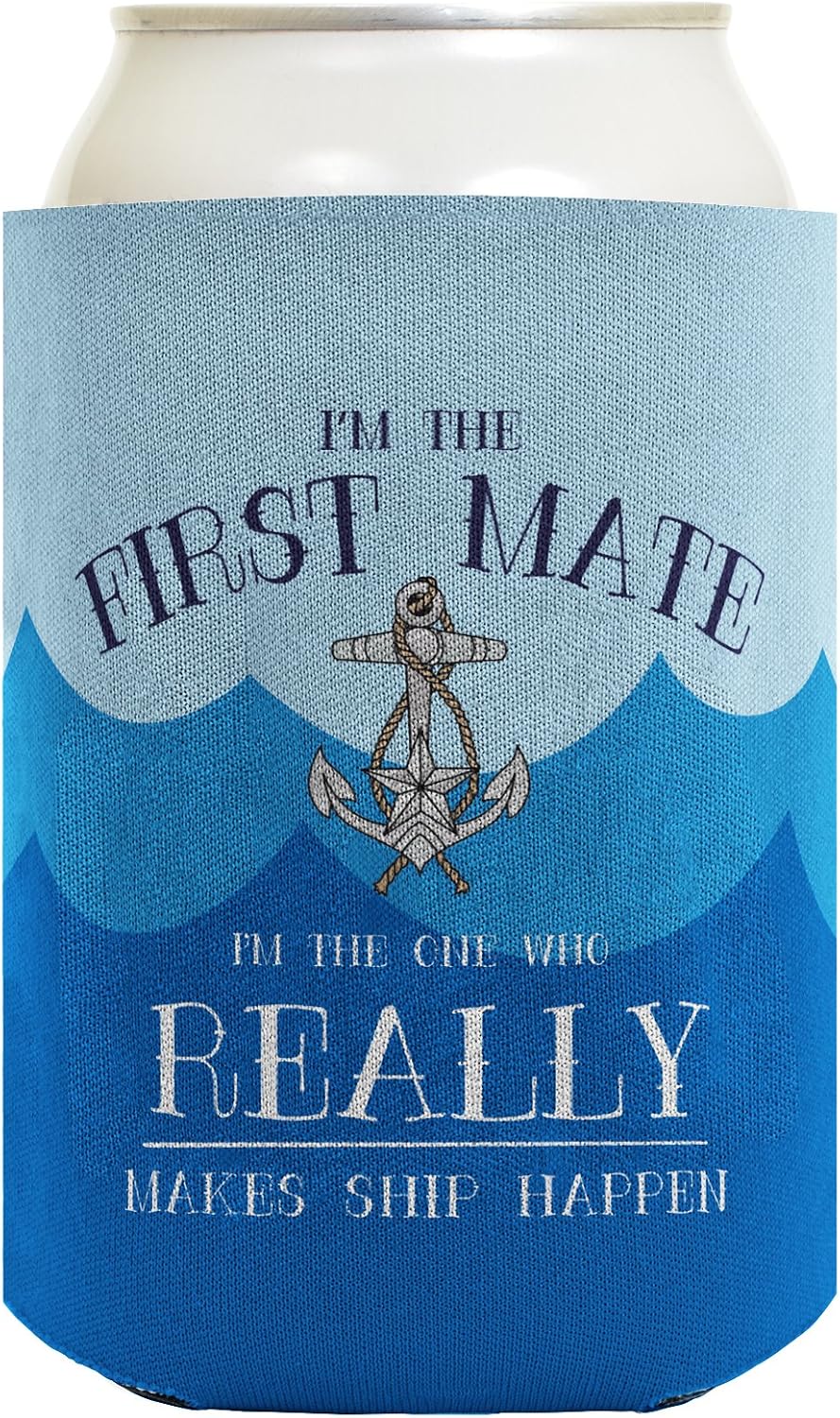 Funny Boating Gifts Captain First Mate Ship Happen Bundle 2 Pack Can Coolie Drink Coolers Coolies Waves