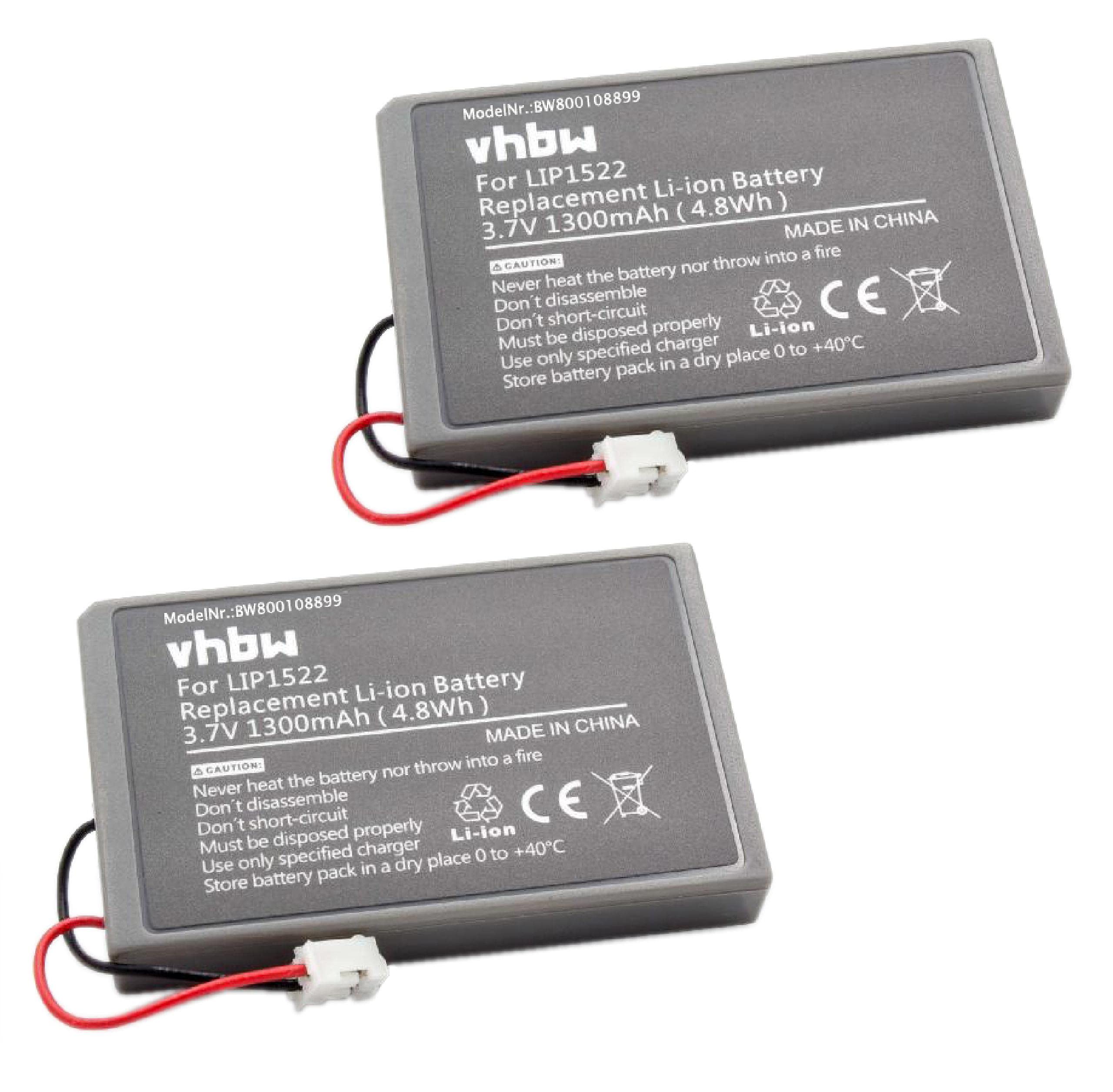 vhbw 2x batteria sostituisce Sony Lip1522 per controller (1300mAh, 3,7V, Li-Ion)