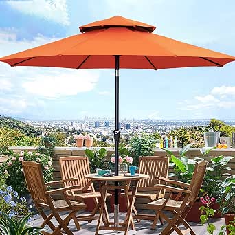 Amazon.com : Sunoutife Patio Umbrella, 10FT 3 Tiers Outdoor Table ...