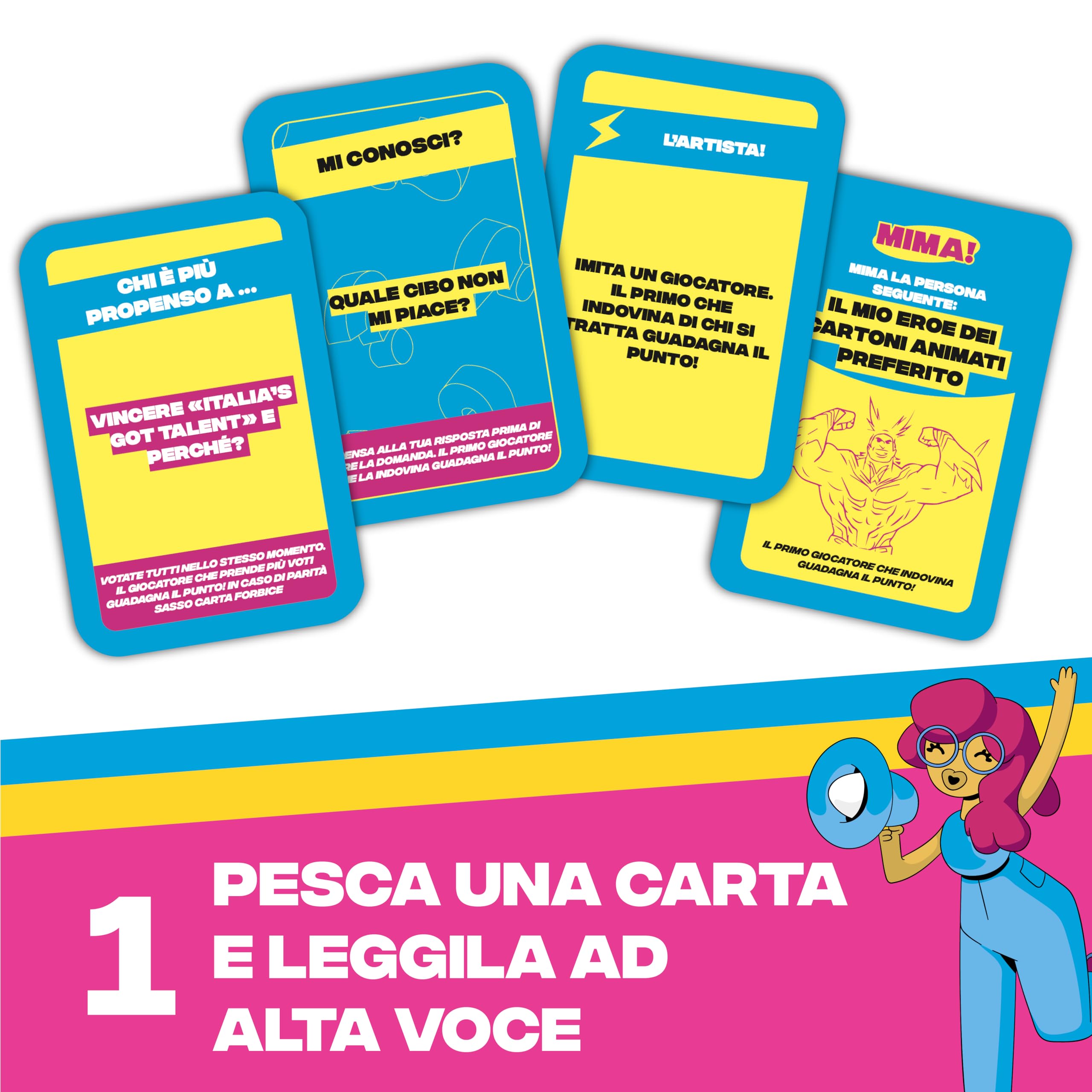 Family Challenge - Giochi di Società per famiglie - Domande divertenti e sfide per bambini e adulti - Gioco da tavolo - Gioco di Carte 8+ Anni - Italiano