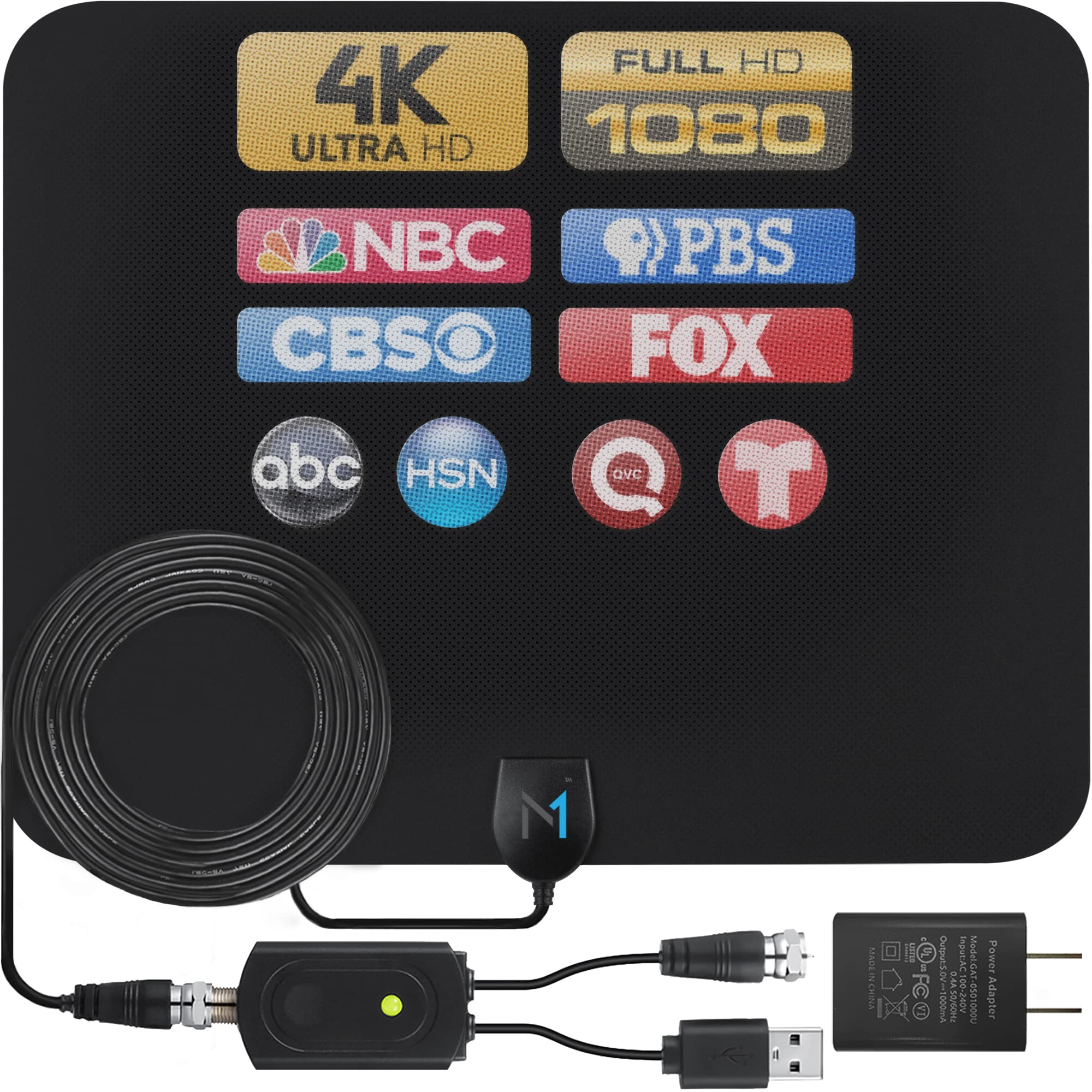 Buy [Latest 2023 Chipset] HDTV Indoor Antenna Black Long Range 330 Mile