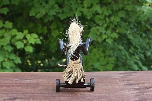 Miniatura 7 de Hecho a mano de madera primitiva montando un triciclo tribal divertida estatua escultura tiki bar regalo decoración del hogar estatuilla decoración
