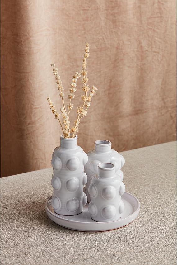 Mud Pie Beaded Triple Vase; 5 1/2 x 6 1/2 Dia