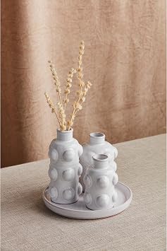 Mud Pie Beaded Triple Vase; 5 1/2 x 6 1/2 Dia