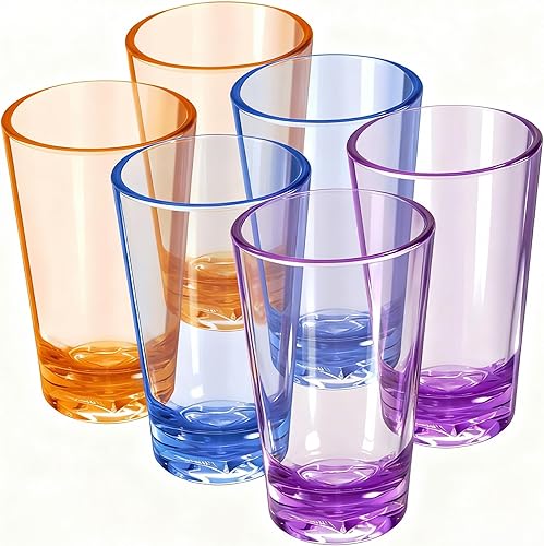 Vasos irrompibles de plástico de 5 onzas, juego de 6 en 3 colores surtidos