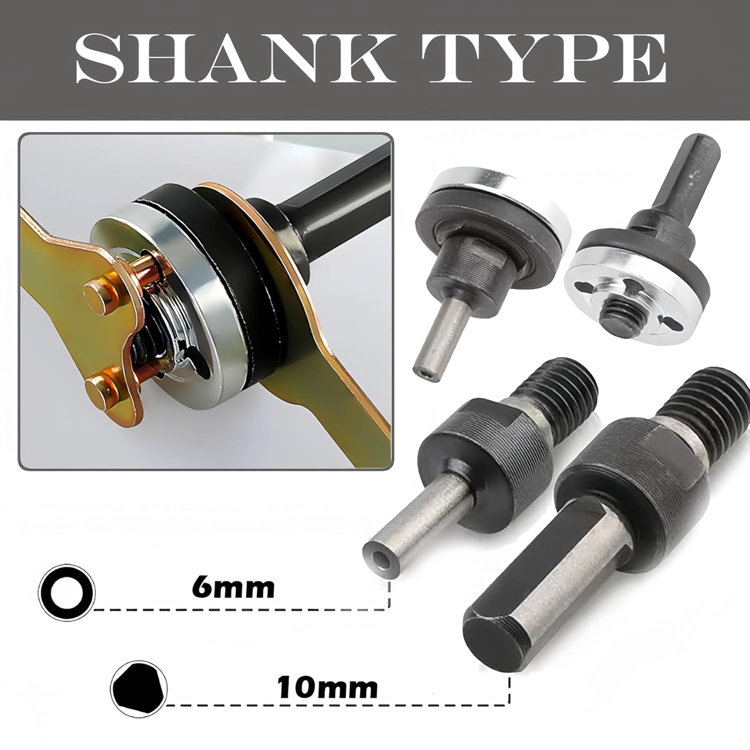 Electric Drill Angle Grinder Connecting Rod Set, New Angle Grinder Tool Drill Arbor Mandrel Adaptor with Replacement Grinder Flange Nuts and Spanner Wrench Conversion Tool (3, 6mm)