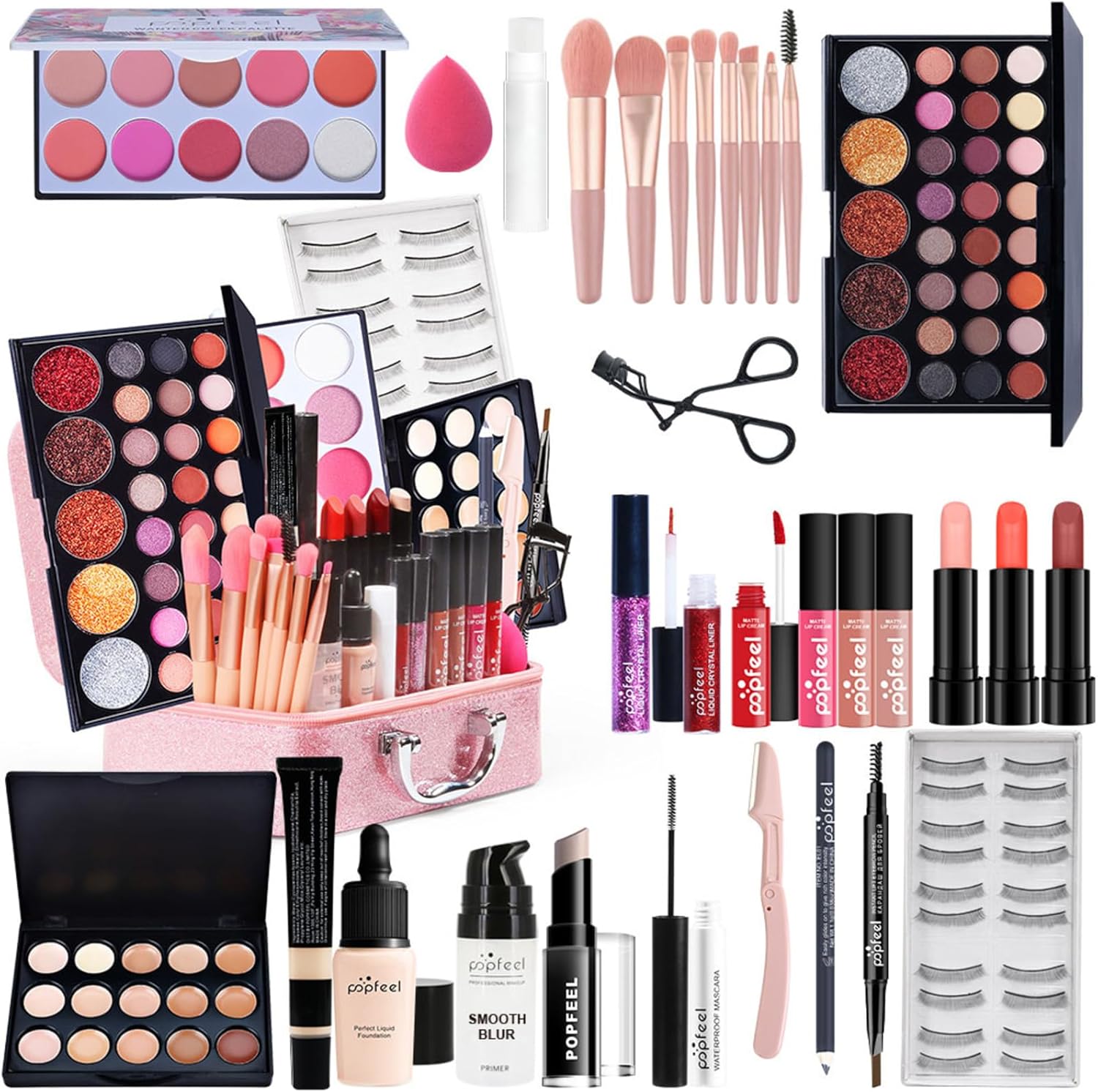 Professionele make-upset, RoseFlower Premium Beauty Cosmetics Kit met concealers Oogschaduwpalet Foundation Poeder Lipgloss Blush Make-upborstel, Make-up Geschenkdoos voor dames/meisjes/tieners #2