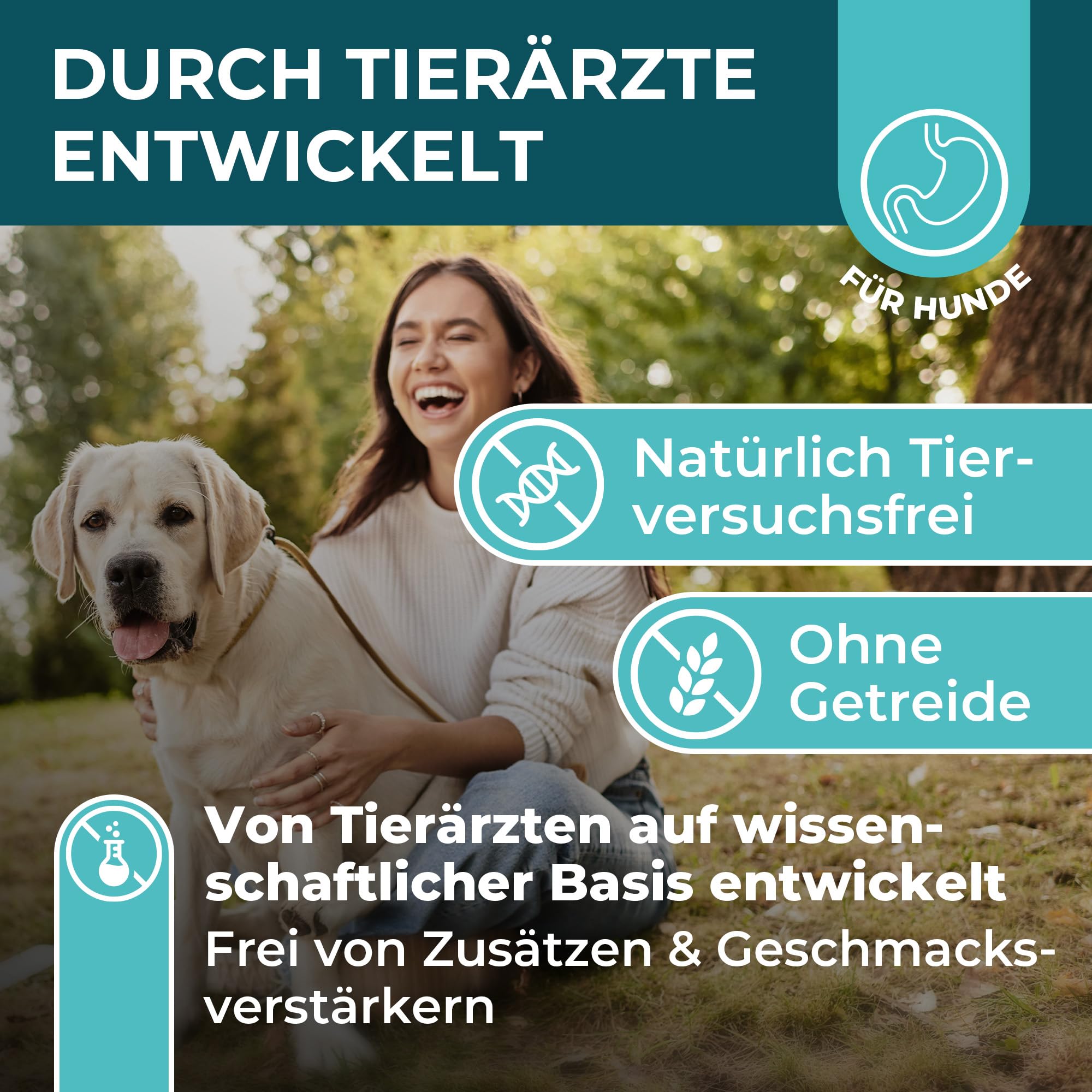 Magen-Darm Pulver für Hunde, 250g - Präbiotika & Probitika Hund zur Darmsanierung - Unterstützt bei Durchfall, Verdauung und dem Darmflora Aufbau - praktisch als Futtertopping - mit Flohsamenschalen