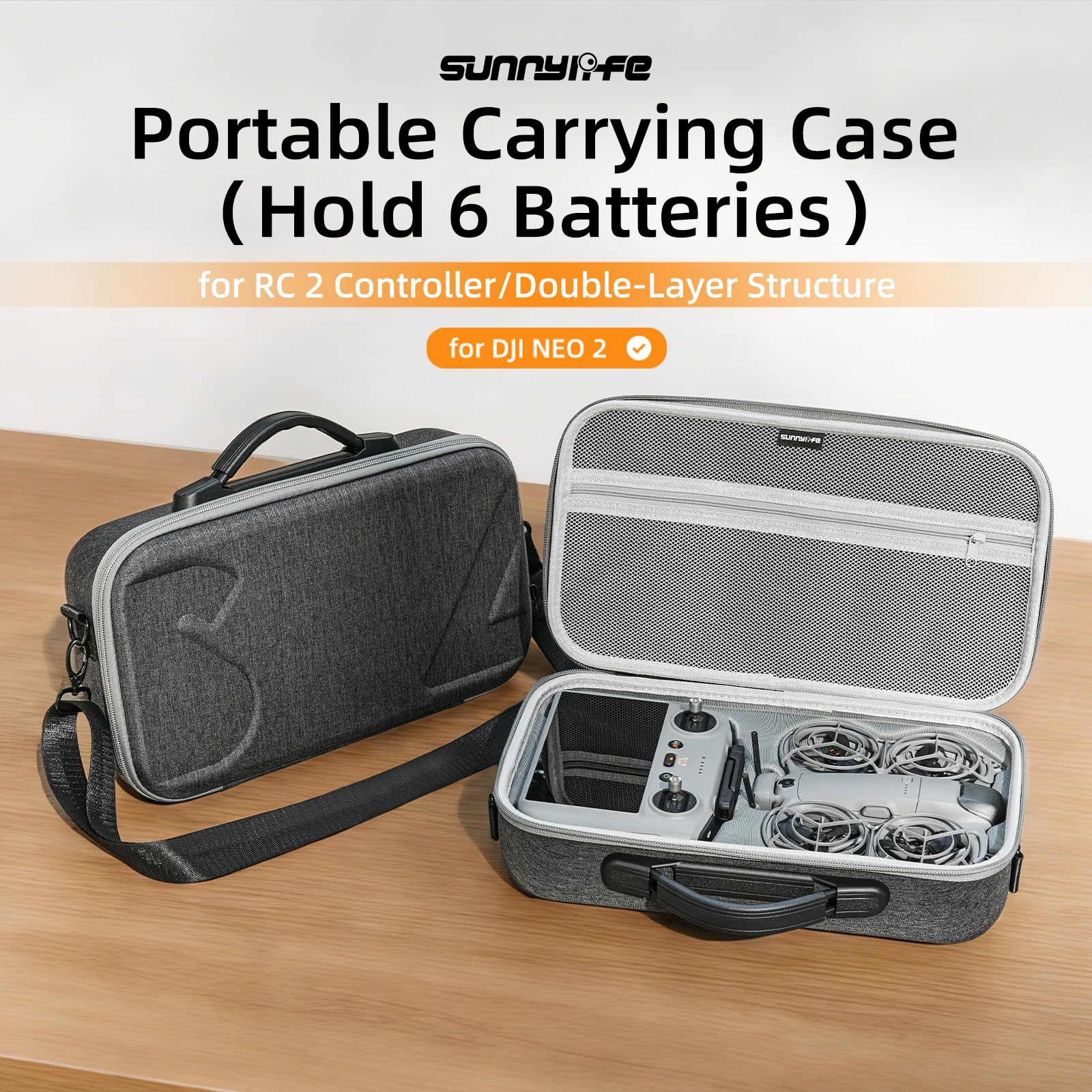 Etui do przechowywania DJI NEO 2 RC 2 All-in-One o dużej pojemności, pasuje do pilota NEO 2, RC 2, menedżera baterii, 6 baterii i innych akcesoriów