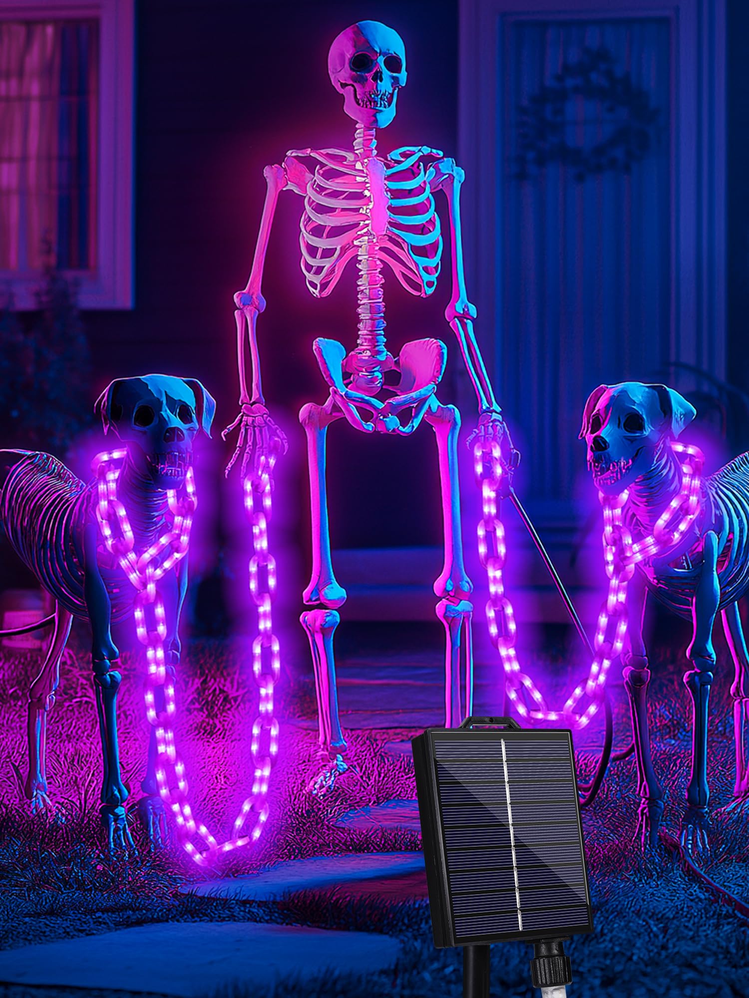 Solar Halloween Chain Lights 10 FT 160 LED Purple Light-Up Plastic 8 Modes
