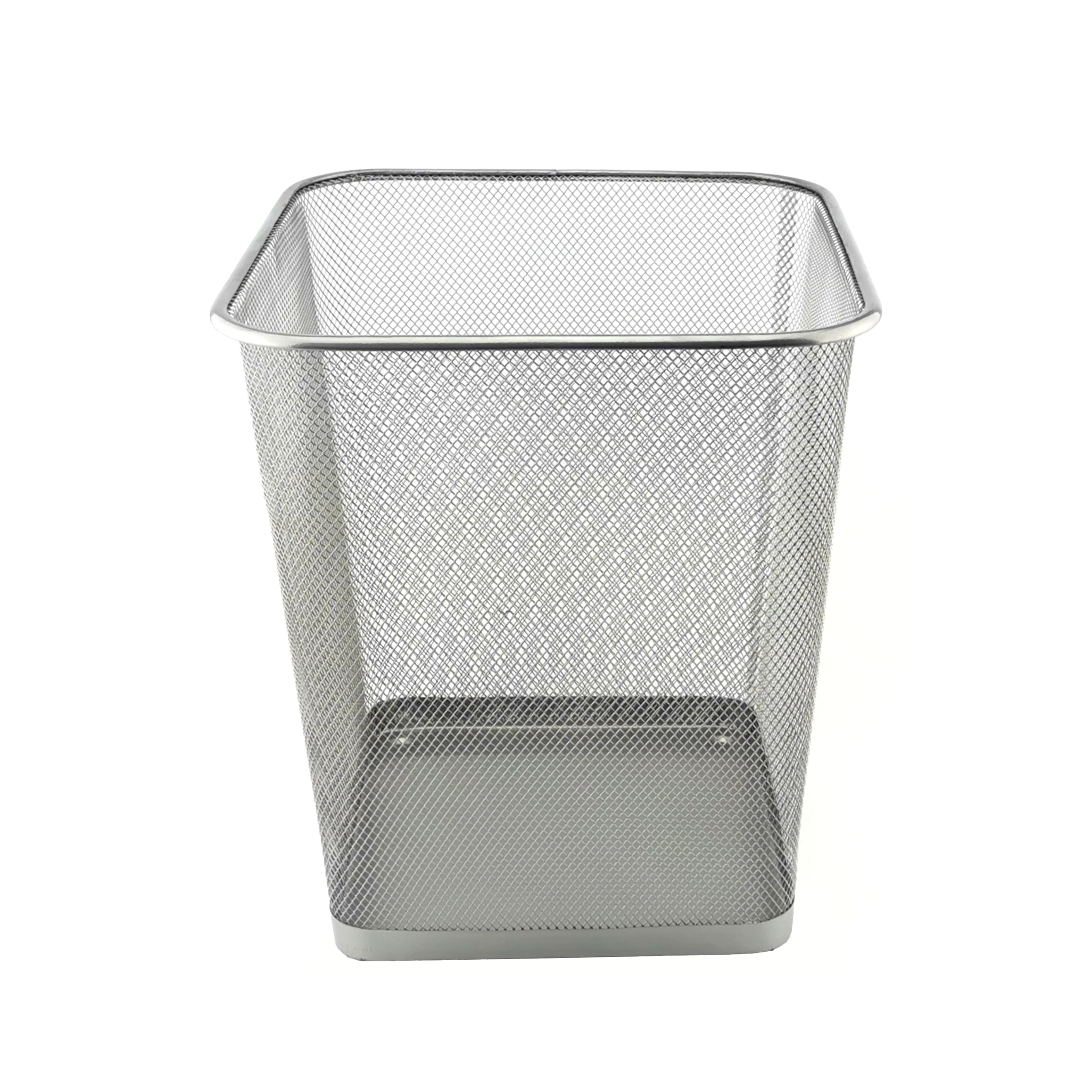 D.RECT Komo Waste Paper Bin, Metal Grid, 18 Litres, Square Rubbish Bin, Desk Office Waste Bin, Silver