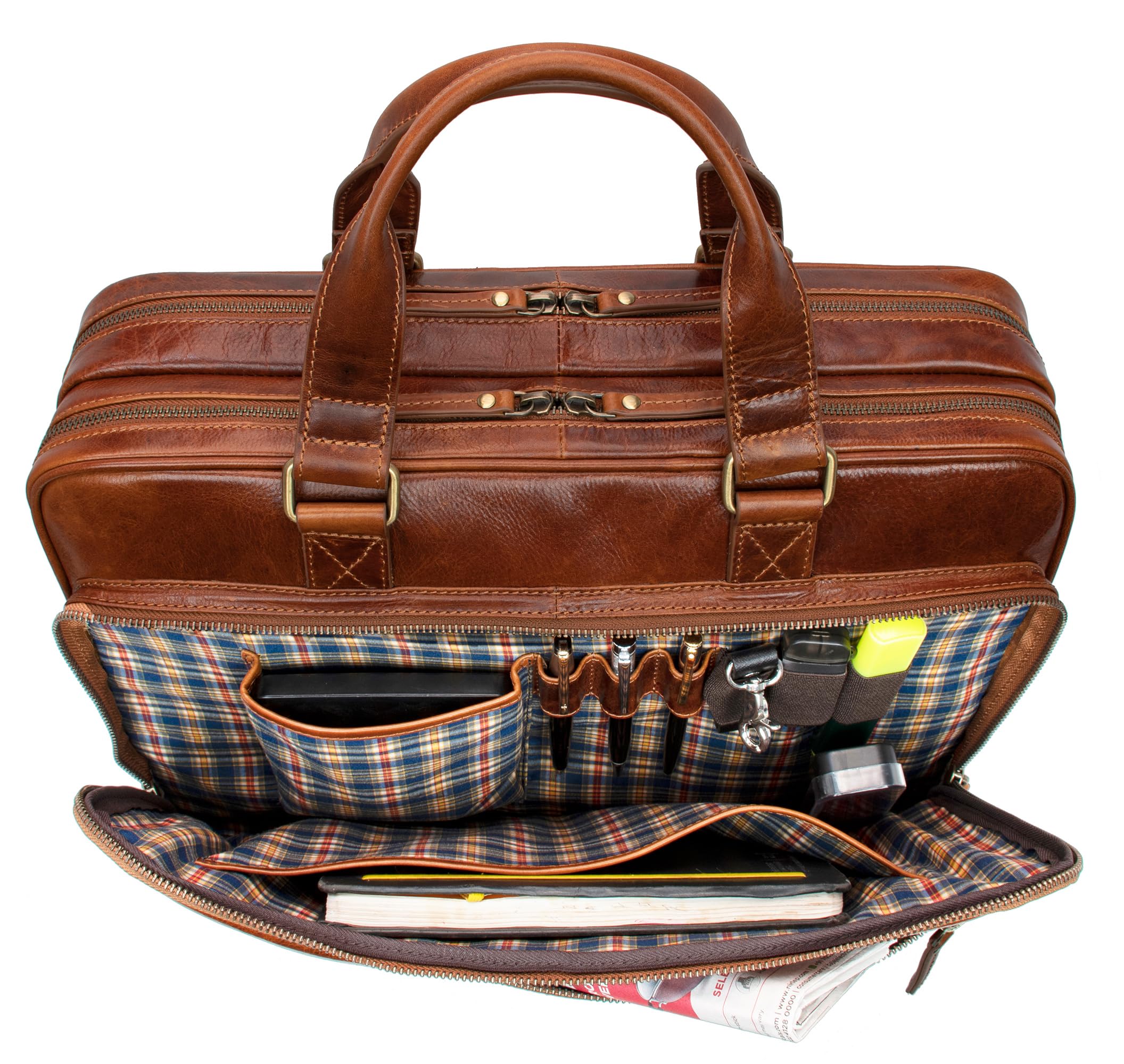Marc Peter Seattle I - Bolso bandolera de piel para portátil de 15,6 pulgadas, maletín para ordenador portátil, para hombre y mujer