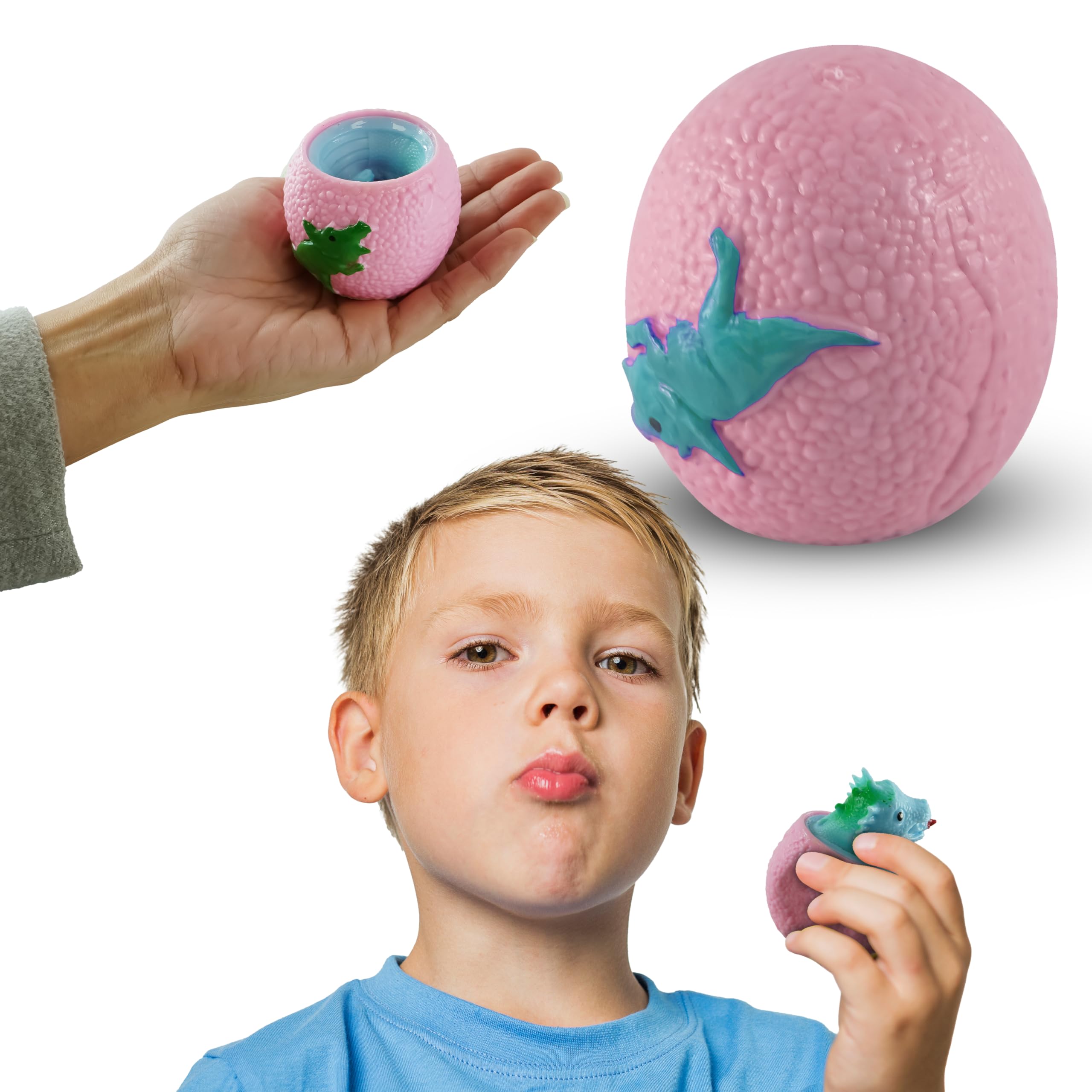 Stress Relief Egg with Pop-Up Dinosaur - Soft Sensory Toy for Kids, Perfect Stress Relief for Adults, Soft Eggs for Easter and Birthday Party, 6.5cm Dia