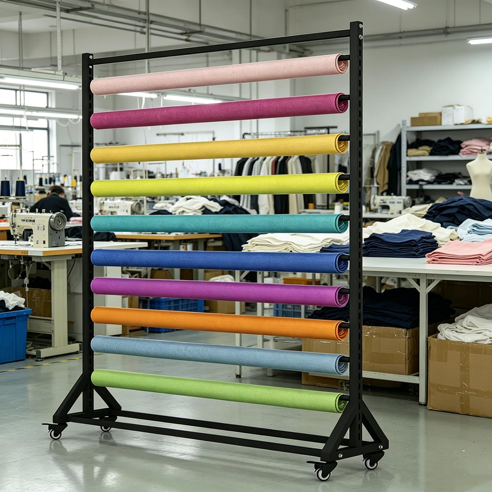 Photo 1 of VITNSVILE Mobile Vinyl Roll Holder Rack, Black, 10 Rolls