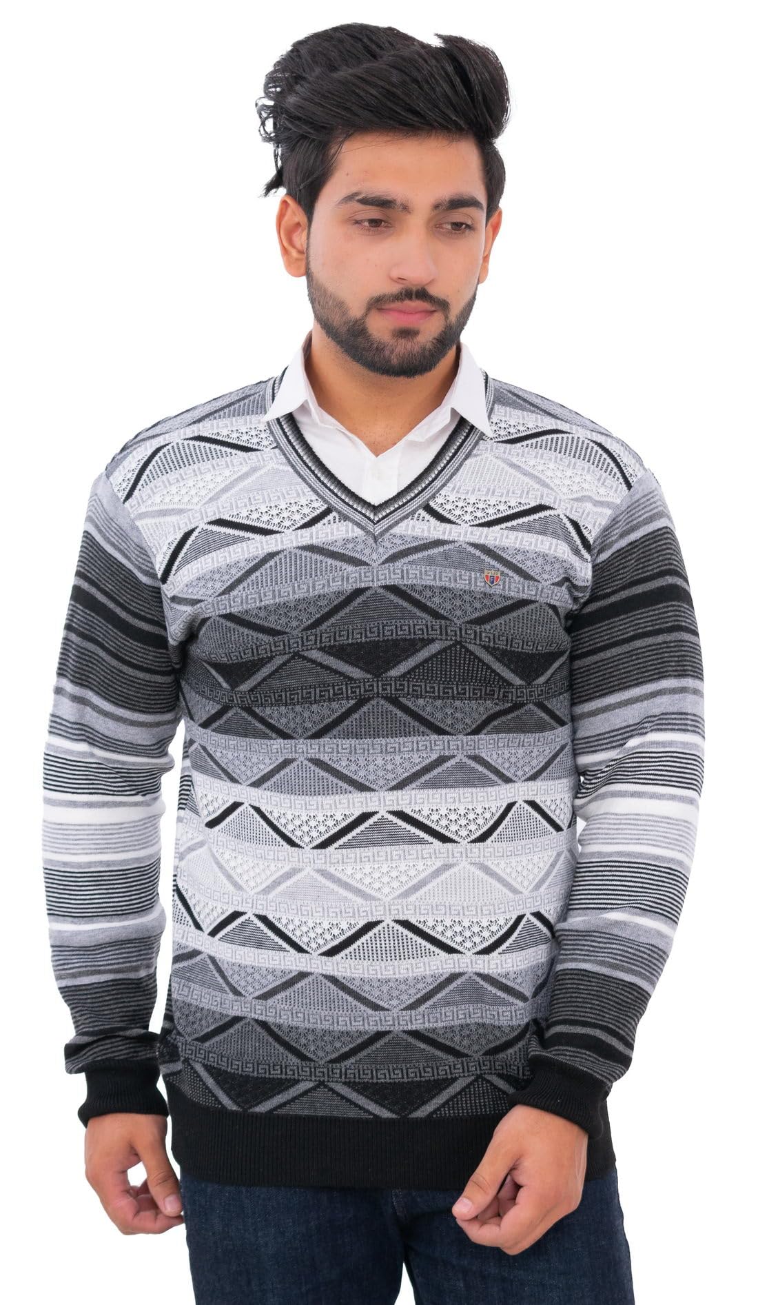 lo g lo V Neck Full Sleeve Sweater for Man Winter Pullover-picture-41