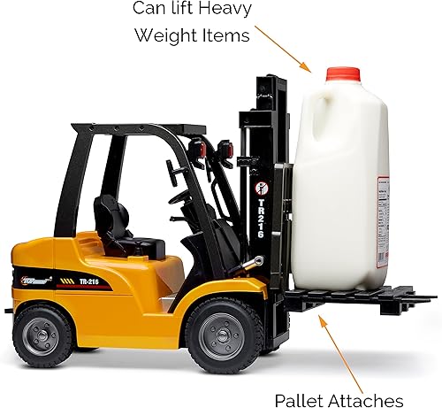 Miniatura 5 de Top Race Carretilla elevadora de control remoto jumbo de 13 pulgadas de alto 8 canales juguetes de construcción de carretilla elevadora profesional