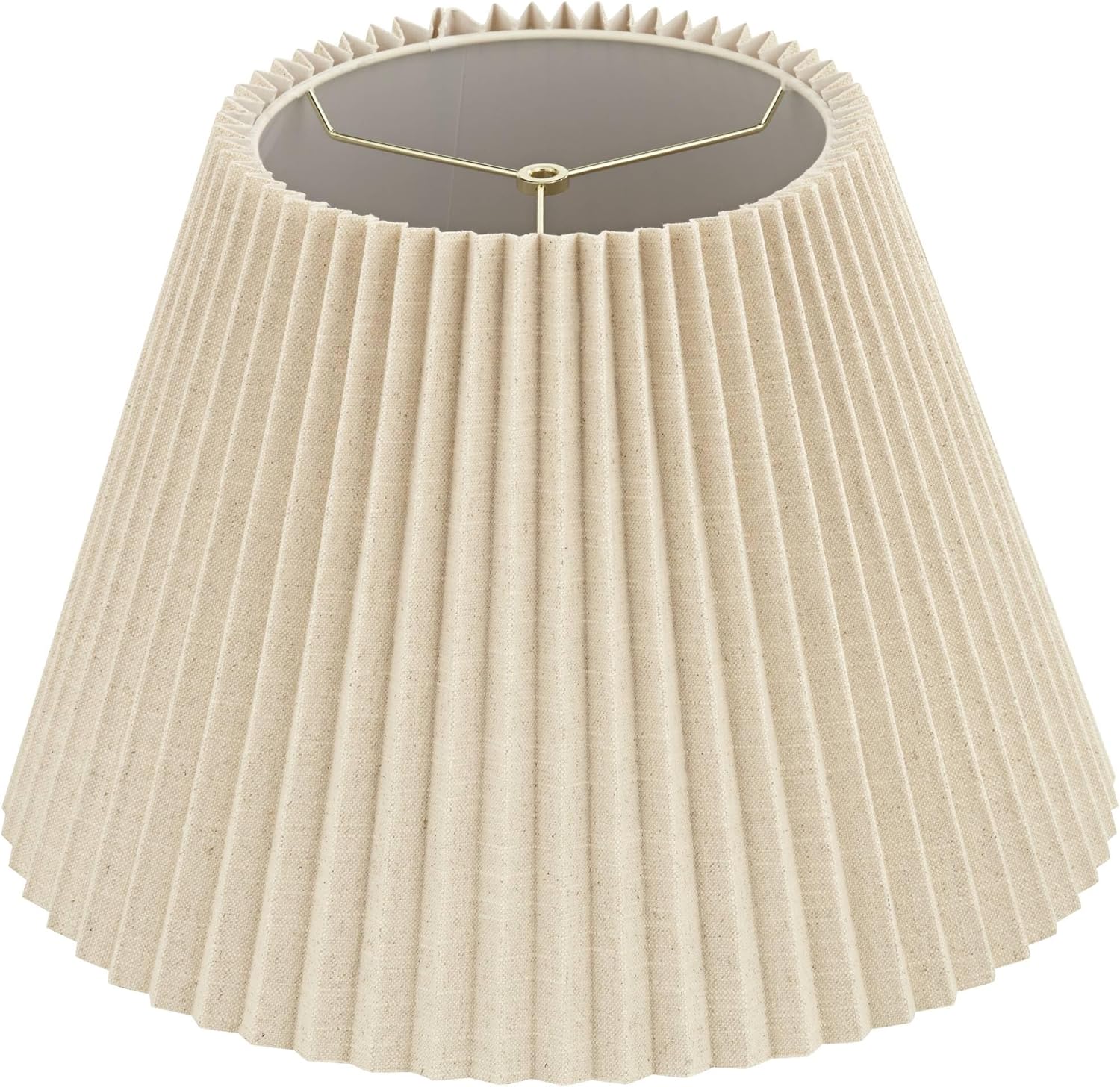 10 1/2" Top x 19" Bottom x 12 1/2" High x 12 1/2" Slant Lamp Shade (Pre-Assembled) Replacement Large Beige Empire Round Modern Linen Pleated Spider Harp Finial - Springcrest