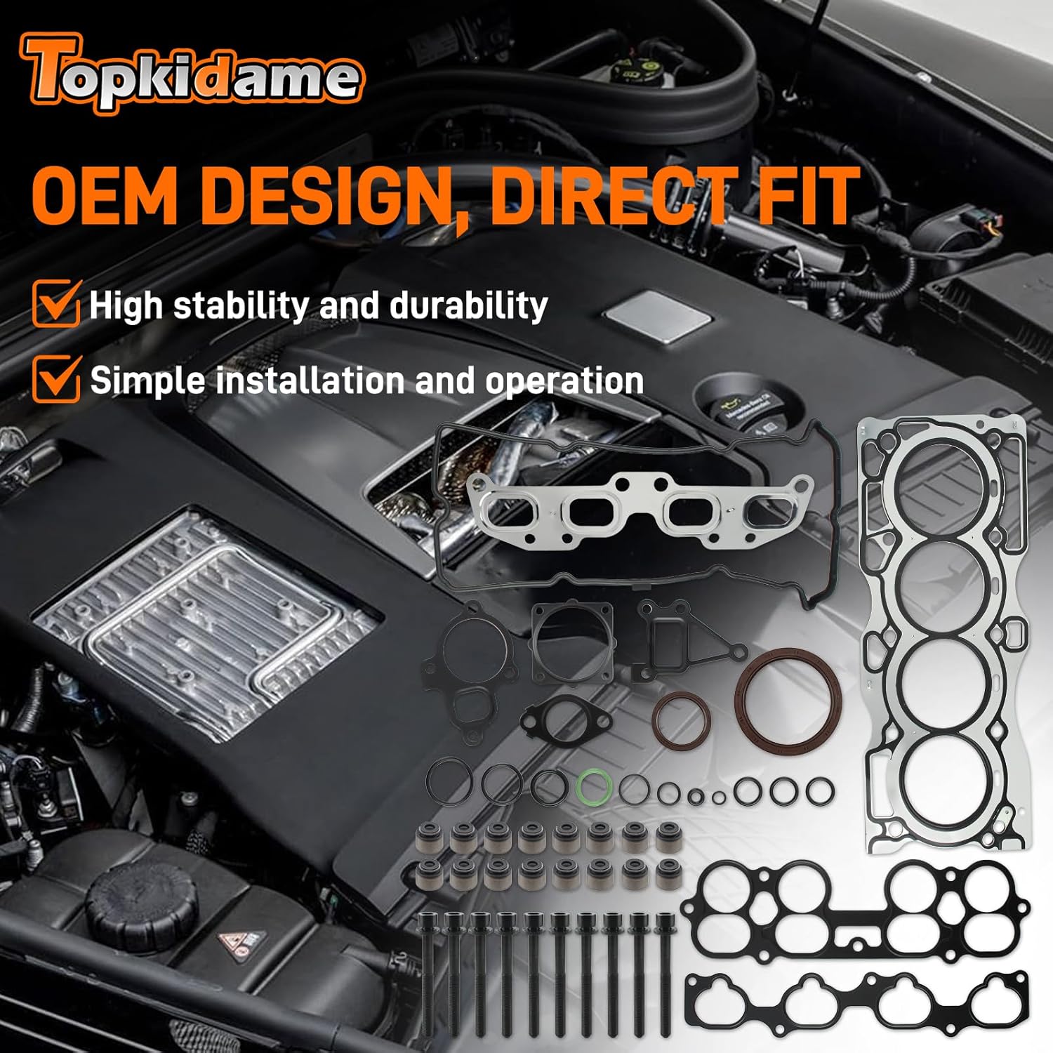 Head Gasket Set with Head Bolts HS26261PT for Altima Sentra 2.5L QR25DE 2002-2006 Engine Cylinder Head Gasket Kit