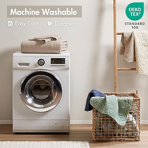 Miniatura 7 de Madison Park Quebec - Colcha acolchada reversible estilo damasco, ideal para todas las estaciones, juego de cama de colcha ligera y fundas a juego,