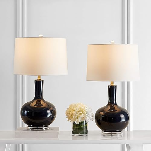SAFAVIEH Lighting Collection Nilla - Juego de 2 lámparas de mesa modernas y contemporáneas de 27 pulgadas para dormitorio, sala de estar, oficina en