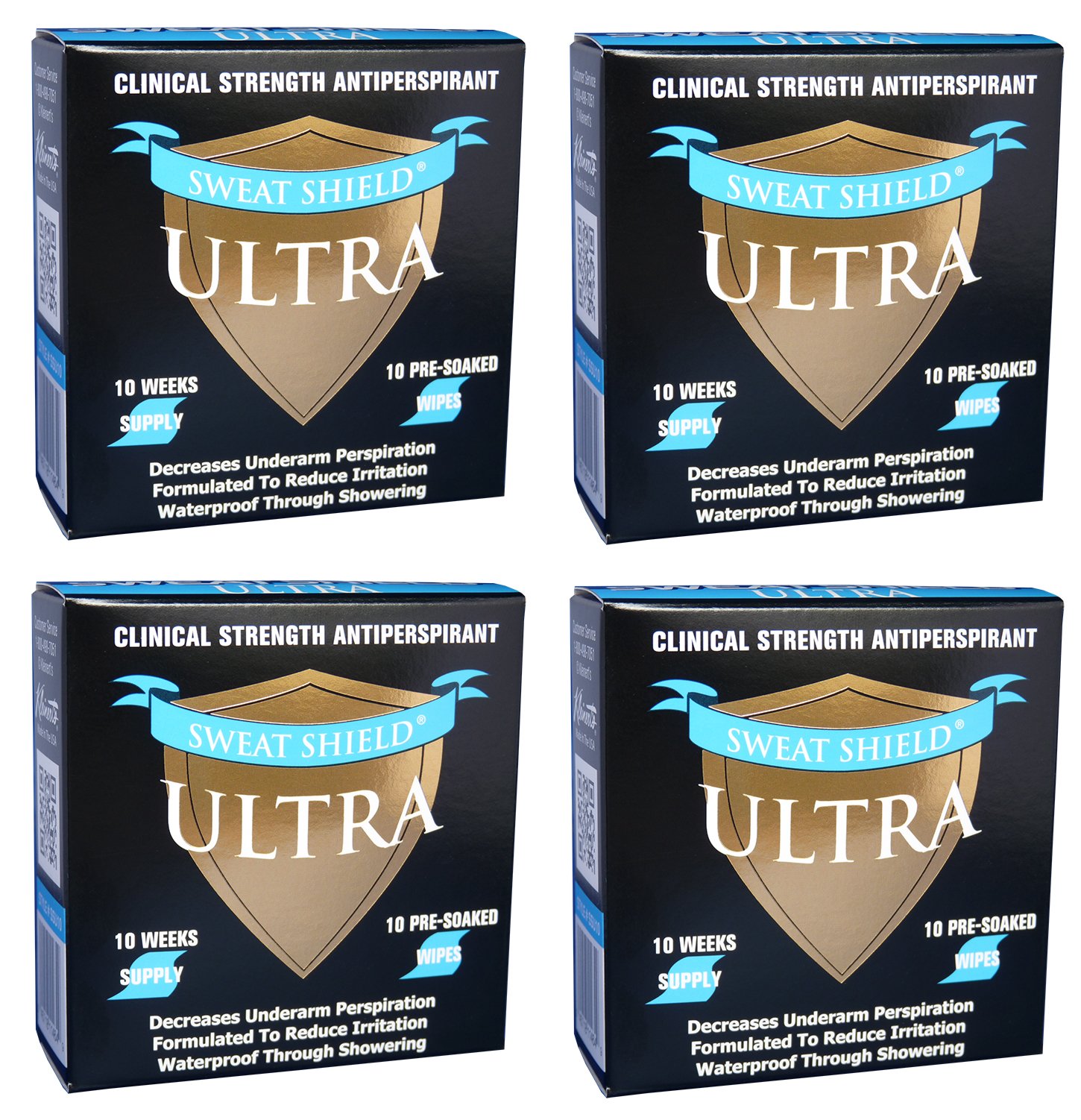 Kleinert’s Clinical Strength Sweat Shield Ultra Antiperspirant (4 Pack). Reduce Sweat Up To 7-Days Per Use (40 Antiperspirant Wipes) 10 Months Supply. Dermatologist Recommended. As Seen On Oprah.