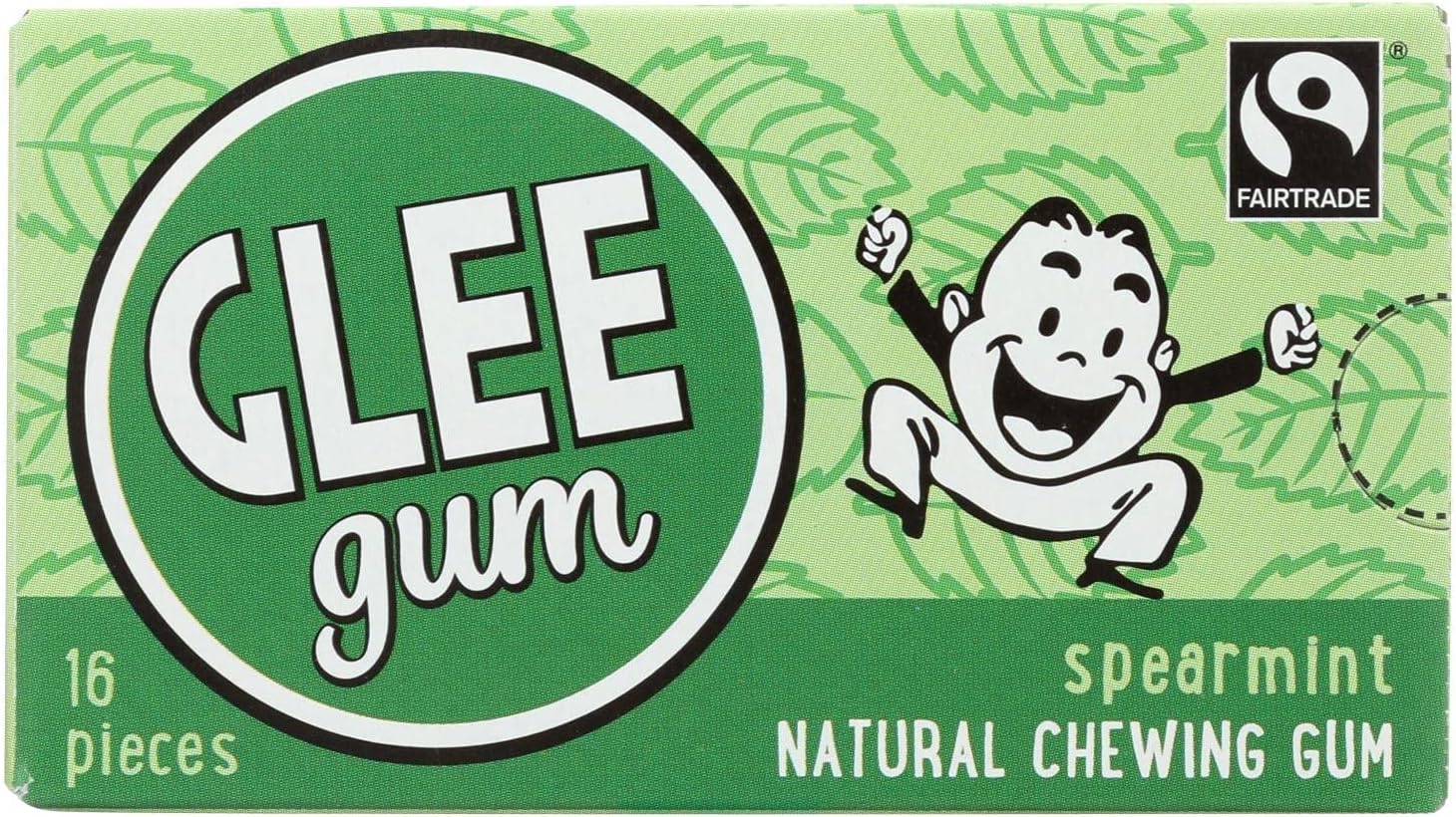 Glee Gum All Natural Spearmint Gum, Non GMO Project Verified, Eco Friendly, 16 Piece Box, Pack of 12