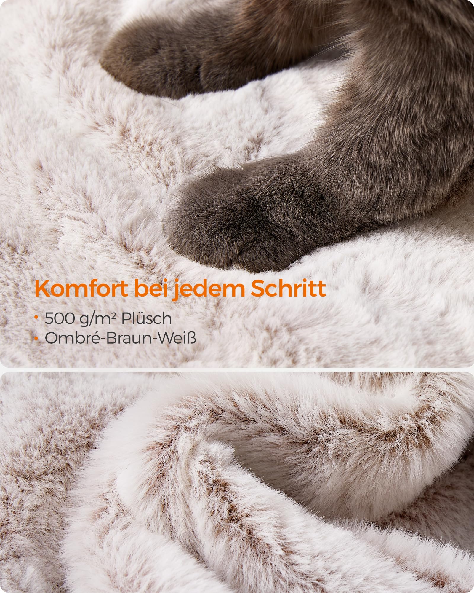 Feandrea Kratzbaum groß, Katzenbaum mit weichem Bezug, für große Katzen, Ombré-Braun-Weiß PCT162M01