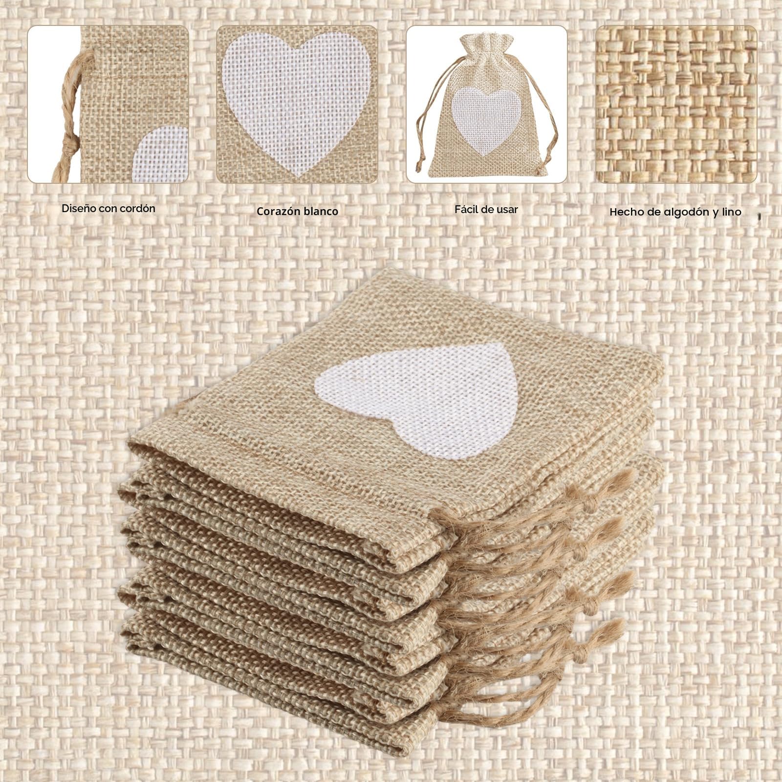 20 Pcs Bolsitas de Tela Pequeñas, Bolsas Regalo, Sacos de Yute Pequeñas con Cordón, Bolsitas para Regalos Joyeria Fiesta Bodas Navidad (10x8cm)
