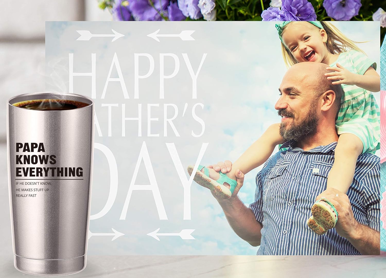 🛒 Flаѕh Sаlе Papa Knows Everything 20 OZ Tumbler.Dad Gifts from Daughter,Son,Wife.Birthday Gifts,Christmas Gifts for New Dad,Father,Husband,Men Travel Mug(Stainless Steel) Blасk Frіdау 🔥 Papa Knows Everything 20 OZ Tumbler.Dad Gifts from Daughter,Son,Wife.Birthday Gifts,Christmas Gifts for New Dad,Father,Husband,Men Travel Mug(Stainless Steel)