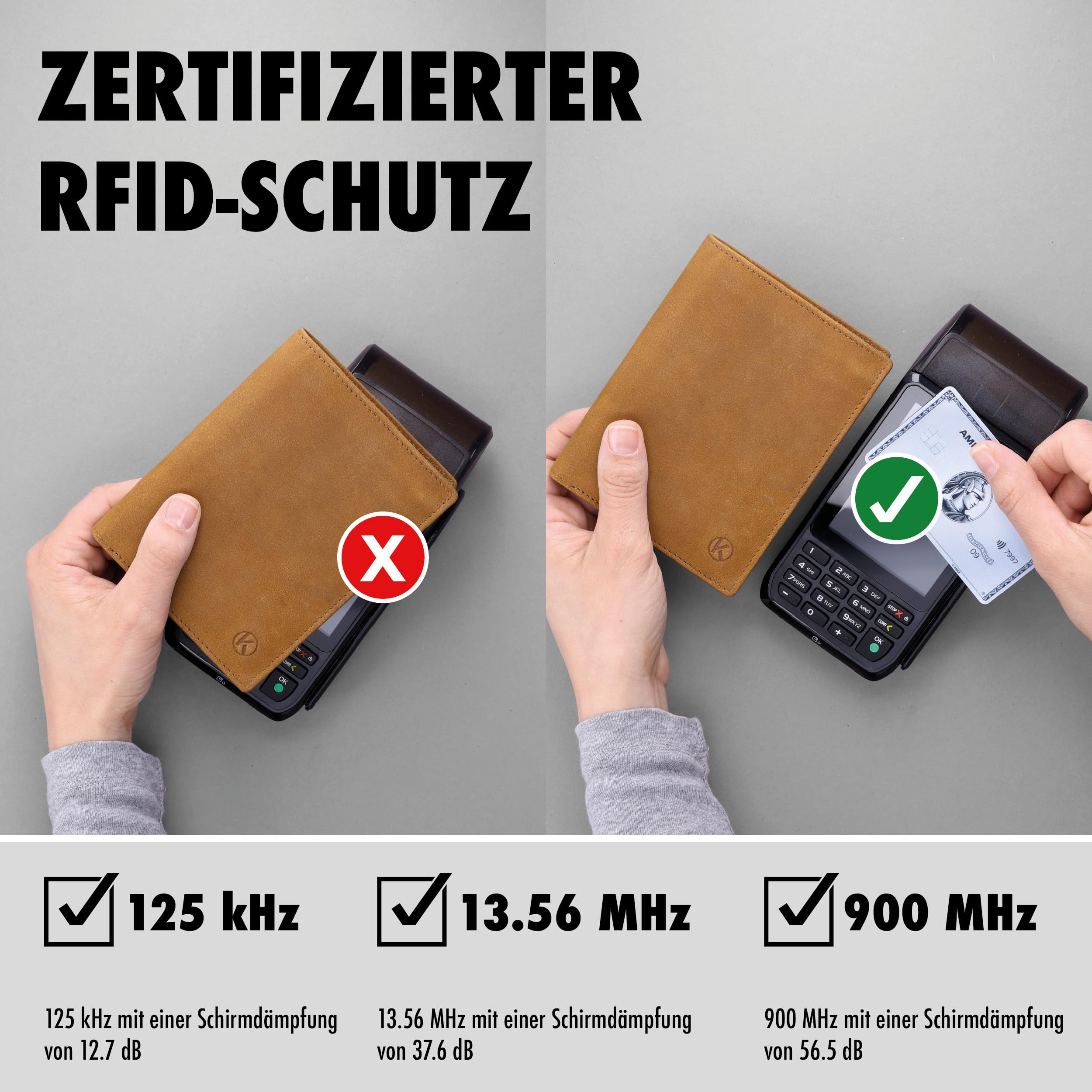 KORUTA Leder Geldbörse Herren mit RFID Schutz I Portemonnaie Groß mit Münzfach I 13 Fächer I Echtleder Geldbeutel für Männer I Brieftasche… – Ansicht 2