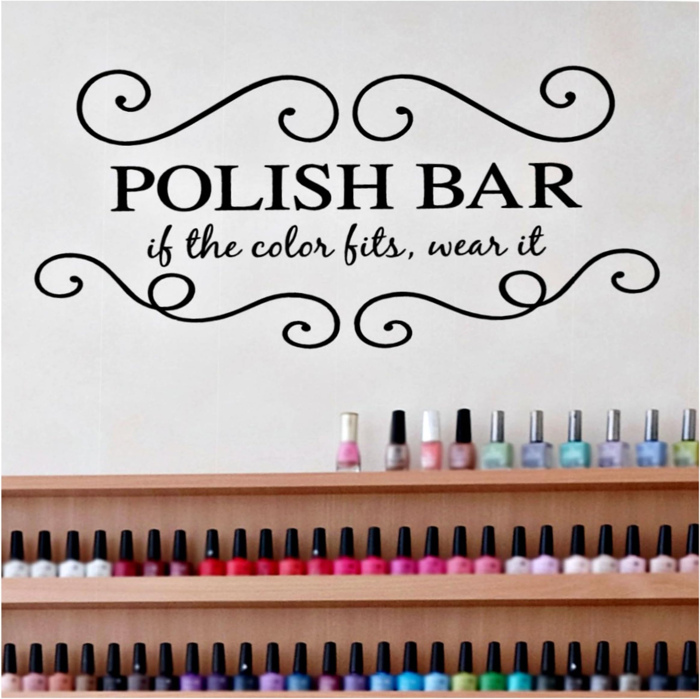 Nail Salon Decor, Polish Bar Decal, Beauty Salon Decoration, Nail Polish Gifts, 24" W x 11" H Black