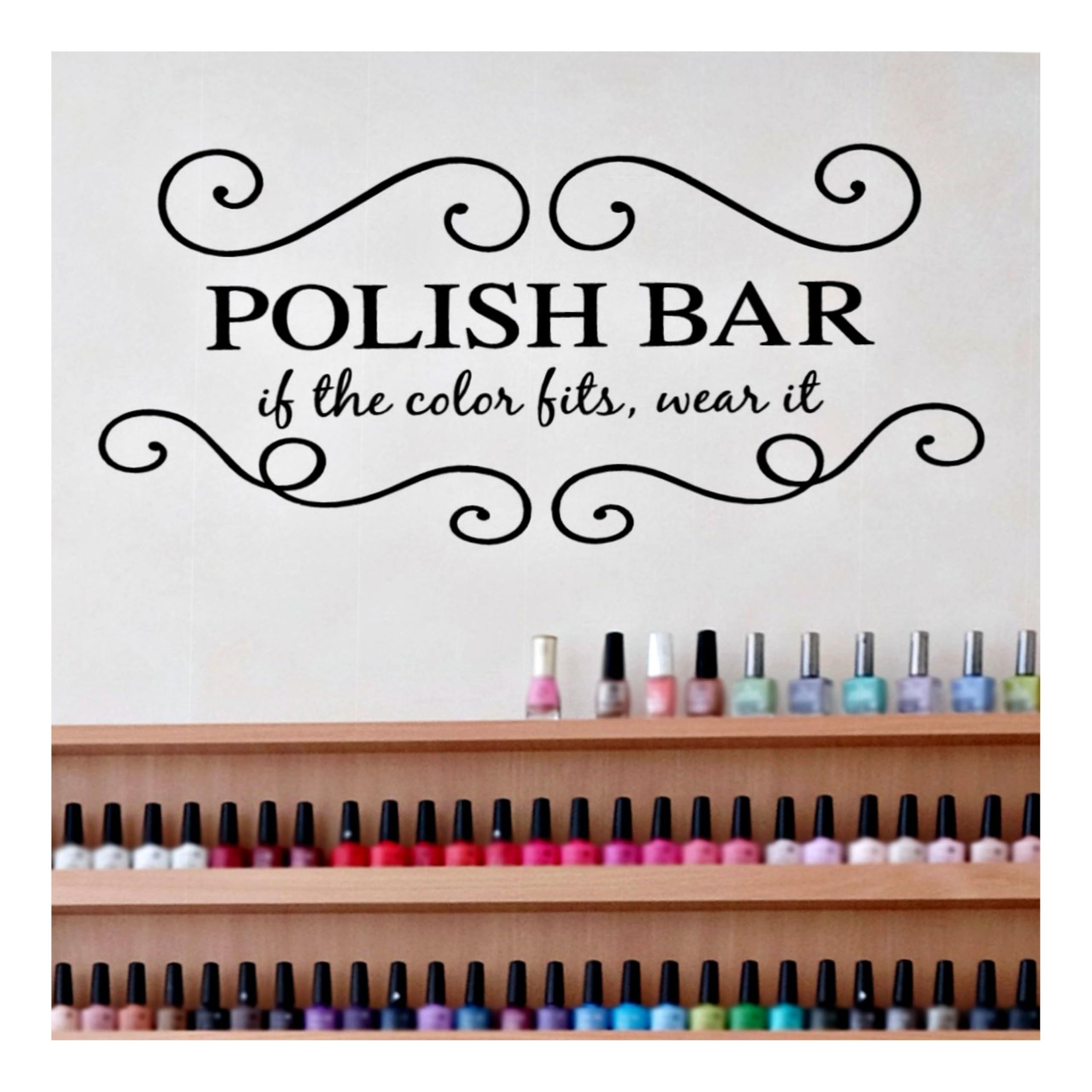 Nail Salon Decor, Polish Bar Decal, Beauty Salon Decoration, Nail Polish Gifts, 24" W x 11" H Black