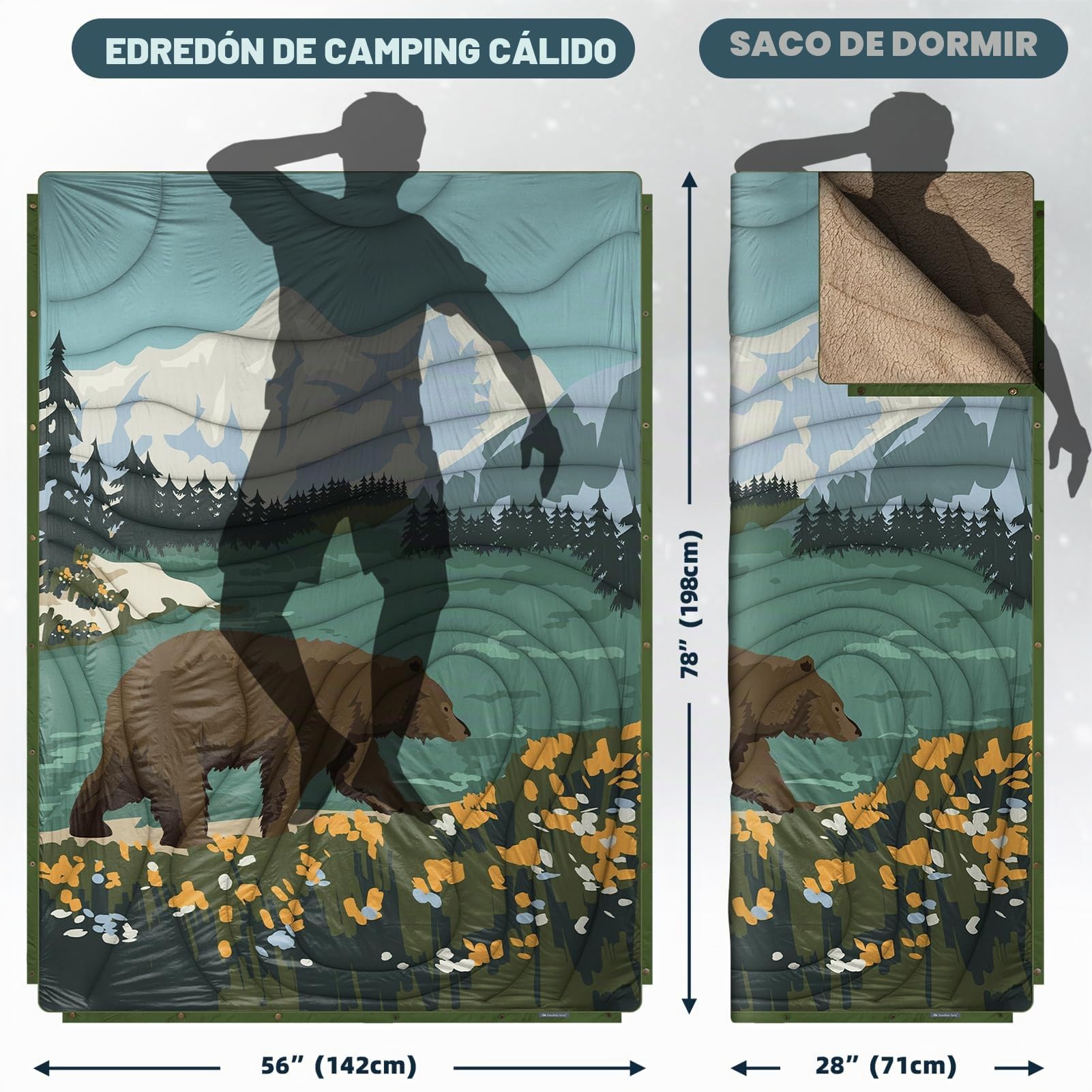 Manta Camper Manta de Camping Plegable, para Fiesta Al Aire Libre, Playa, Picnic, Camping, Viaje, Parque, Jardín, MontañA, ExcursióN Familiar 78" X 56"