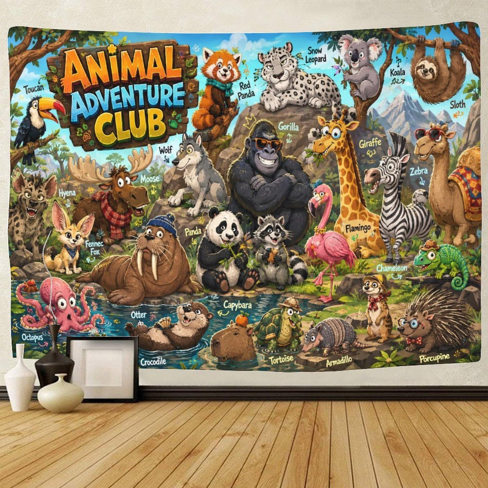 GPMNBCXZK Wild Animals Group Guide Wall Art Decor 3D Print Wall Tapestry Tapestries Home Decoration Curtain Bedroom Dorm 180cmx230cm