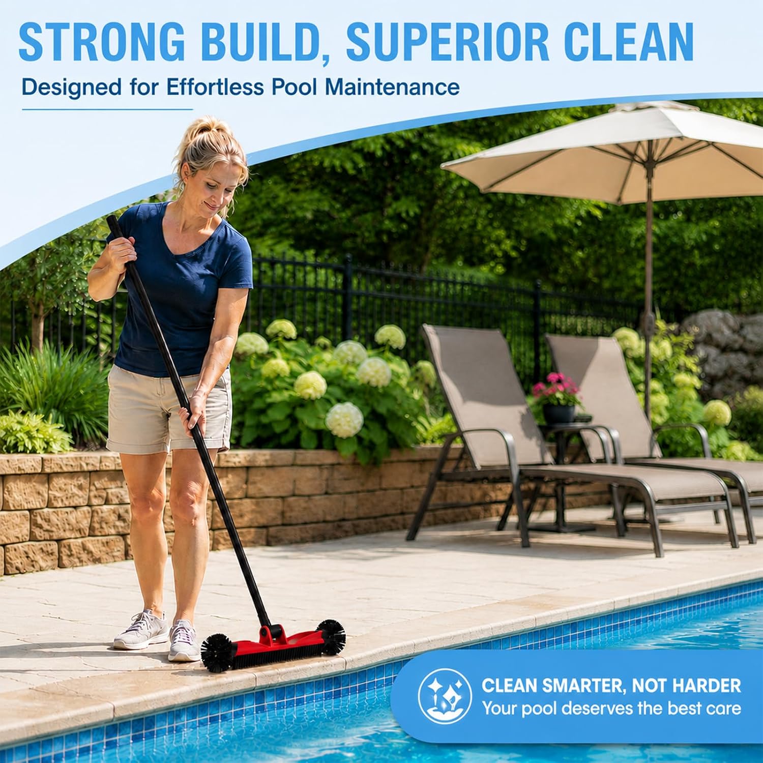 16.5" Swimming Pool Brush Head for Cleaning Pool Walls