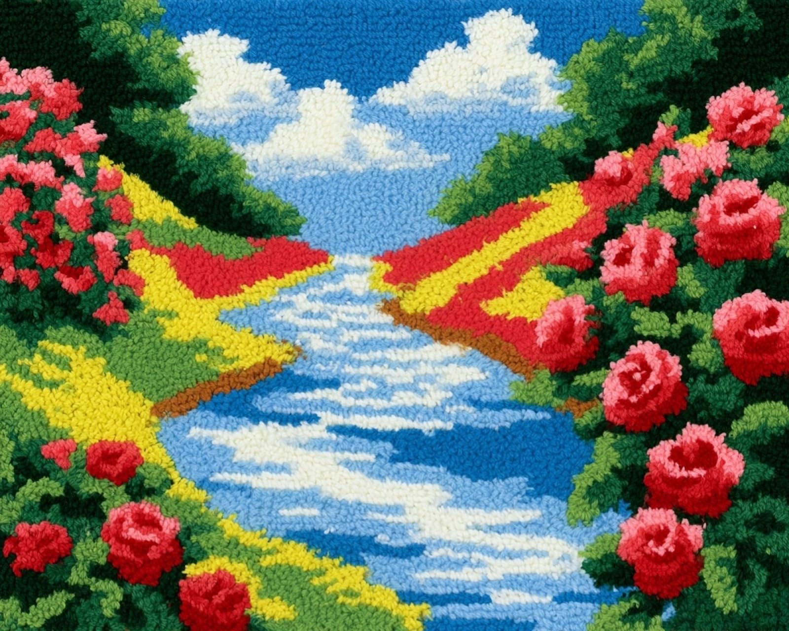 Wallphantom Latch Hook Rug Kits for Adult,Stream Roses
