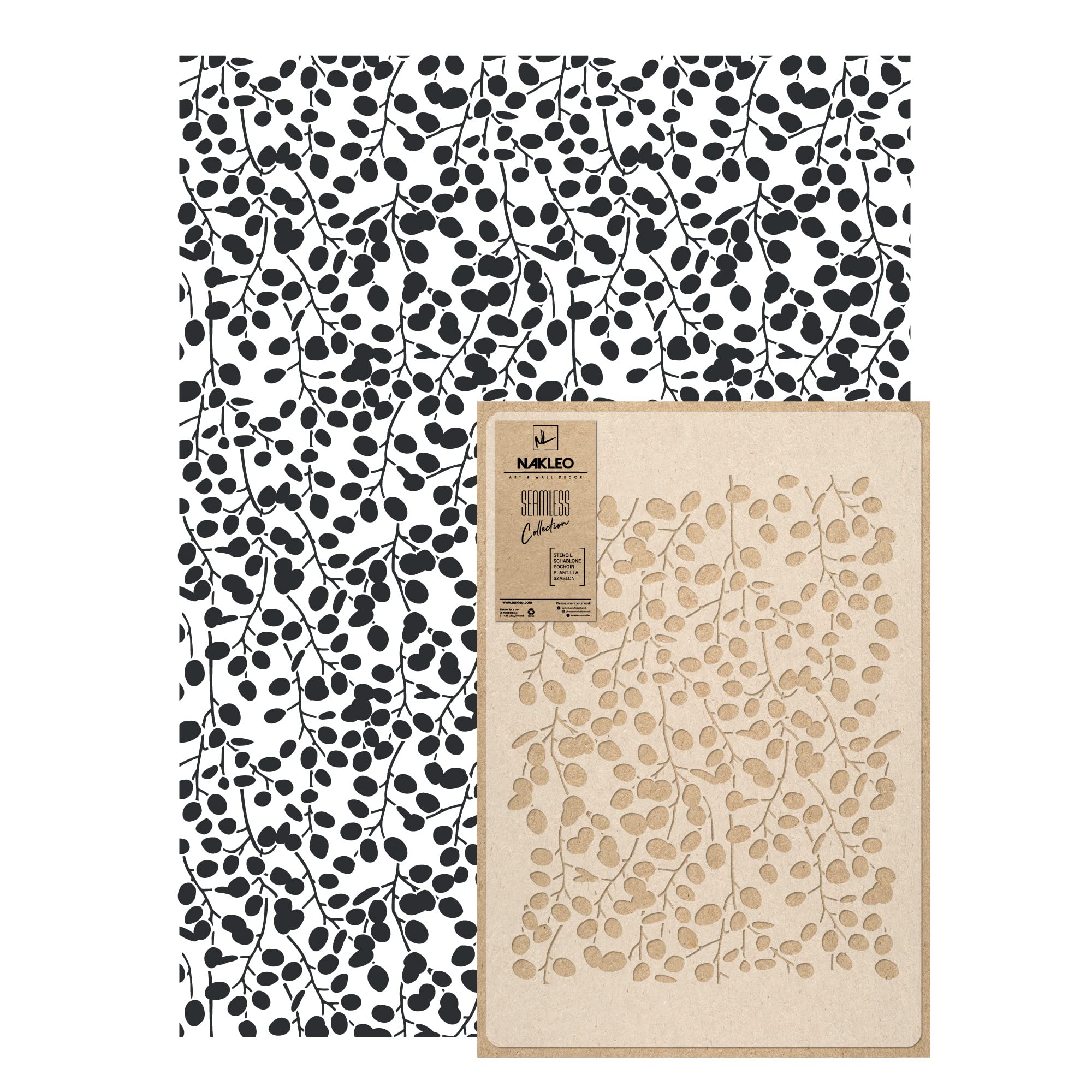 NAKLEO Wall Painting Stencil Large Size, 59x95cm Climbing Ivy Plant Floral Reusable Plastic Template, Geometric Pattern Wallpaper, DIY Home Decor Craft, Wood Floor Furniture