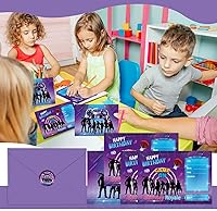 Vista 5 de Tevxj Paquete de 30 tarjetas de invitación para fiestas de cumpleaños con sobres, suministros de fiesta de juegos, calcomanías de invitación