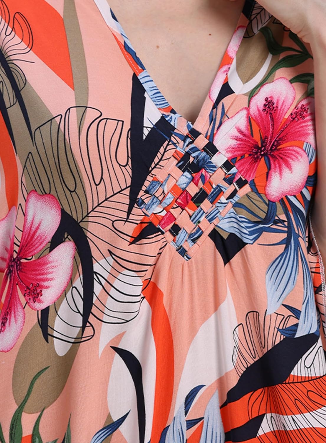 Women's Kaftan Dresses V Neck Batwing Sleeve Beach Cover Ups Plus Size Lightweight Caftans for Swimwear - Image 6