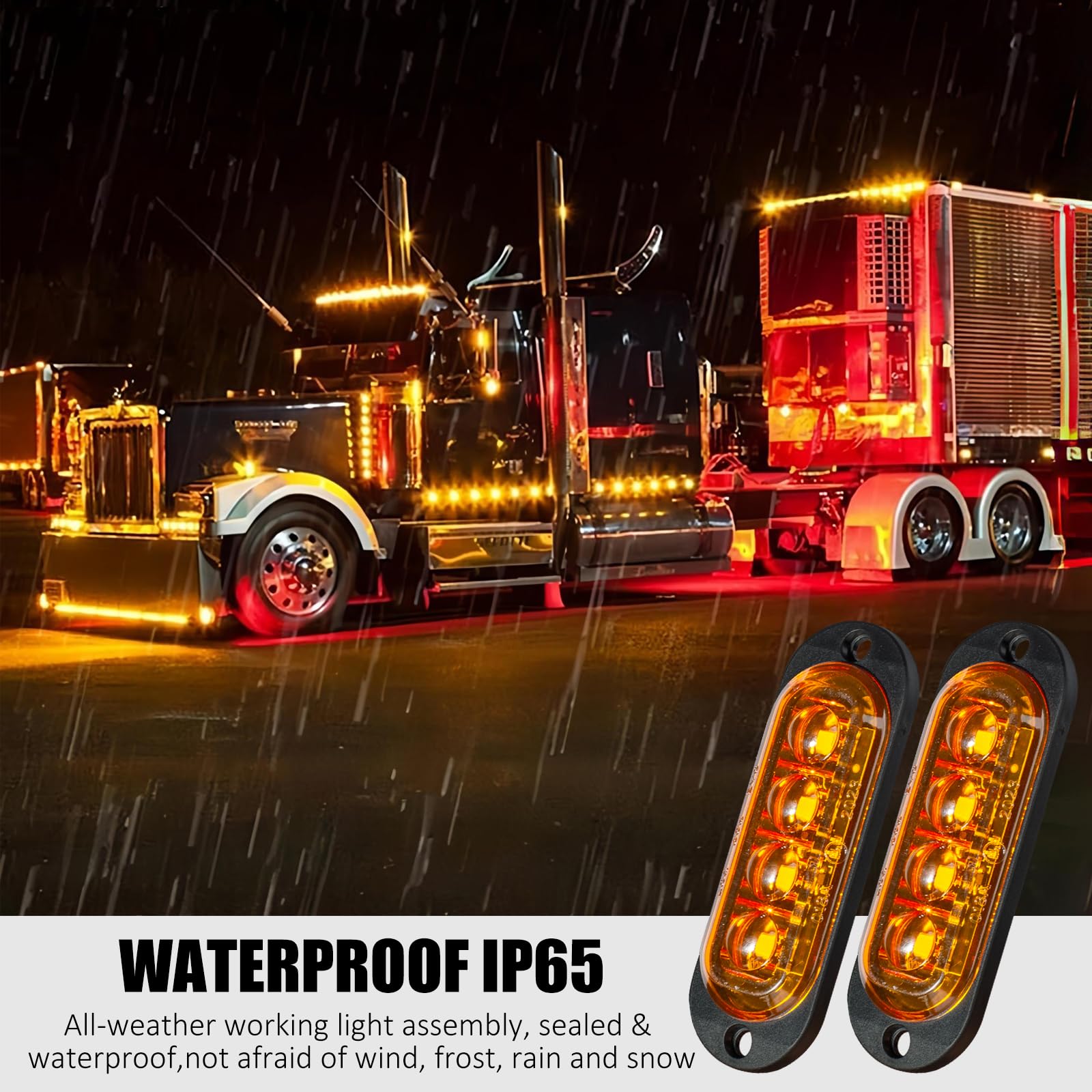 Catekro 10 Luci Ingombro LED 12V-24V, Luci Ingombro Camper Ripetitori Laterali a Filo per Auto Indicatori Laterali con 4 LED Universali Impermeabile per Camion Camper Furgone Roulotte Barche - Giallo
