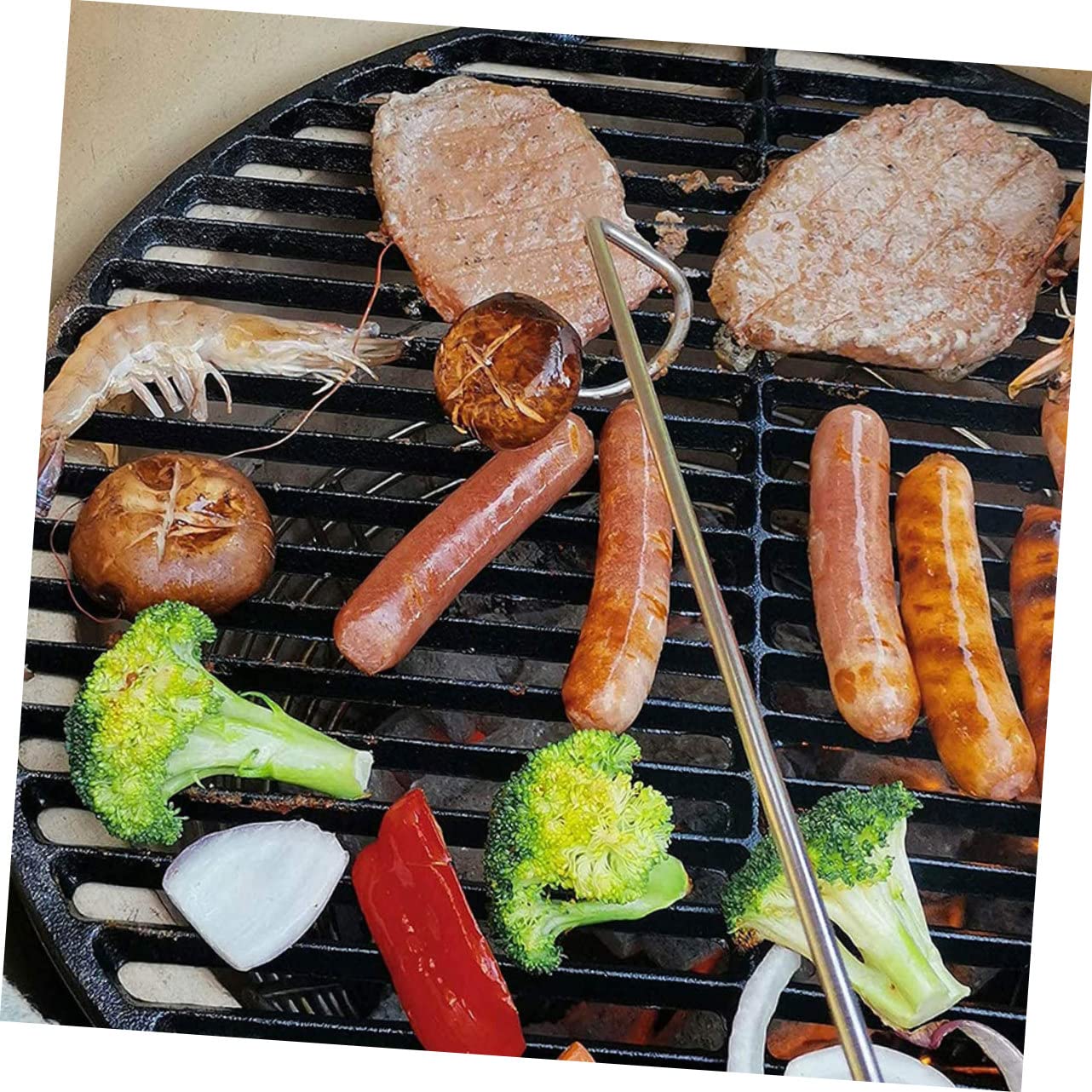 MAGICLULU 2pezzi Ganci Per Carne Acciaio Inossidabile Con Manico Legno Utensile Per Barbecue E Grigliate Forchetta Per Carne Strumento Pratico Per Cucinare E Grill