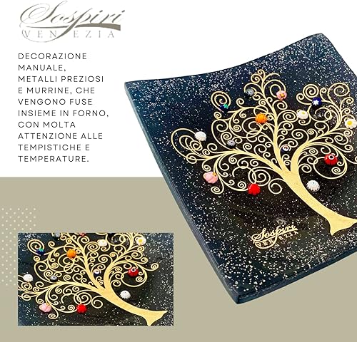 Miniatura 3 de SOSPIRI VENEZIA Plato decorativo de cristal de Murano, cuenco decorativo de cristal, centro de mesa de regalo, árbol de la vida, bandeja para