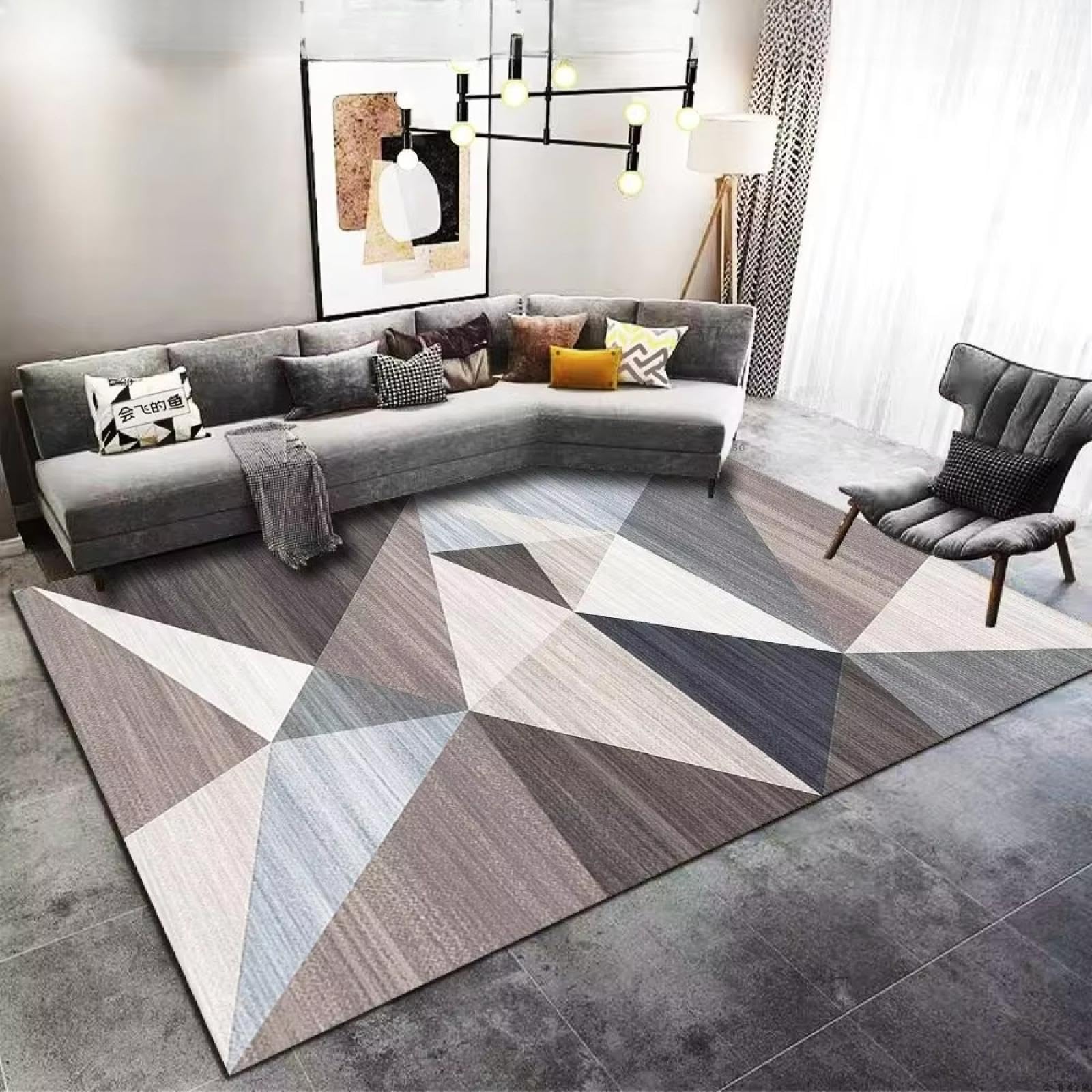 Tapis antidérapant lavable fini les glissades tapis géométrique moderne 120x150