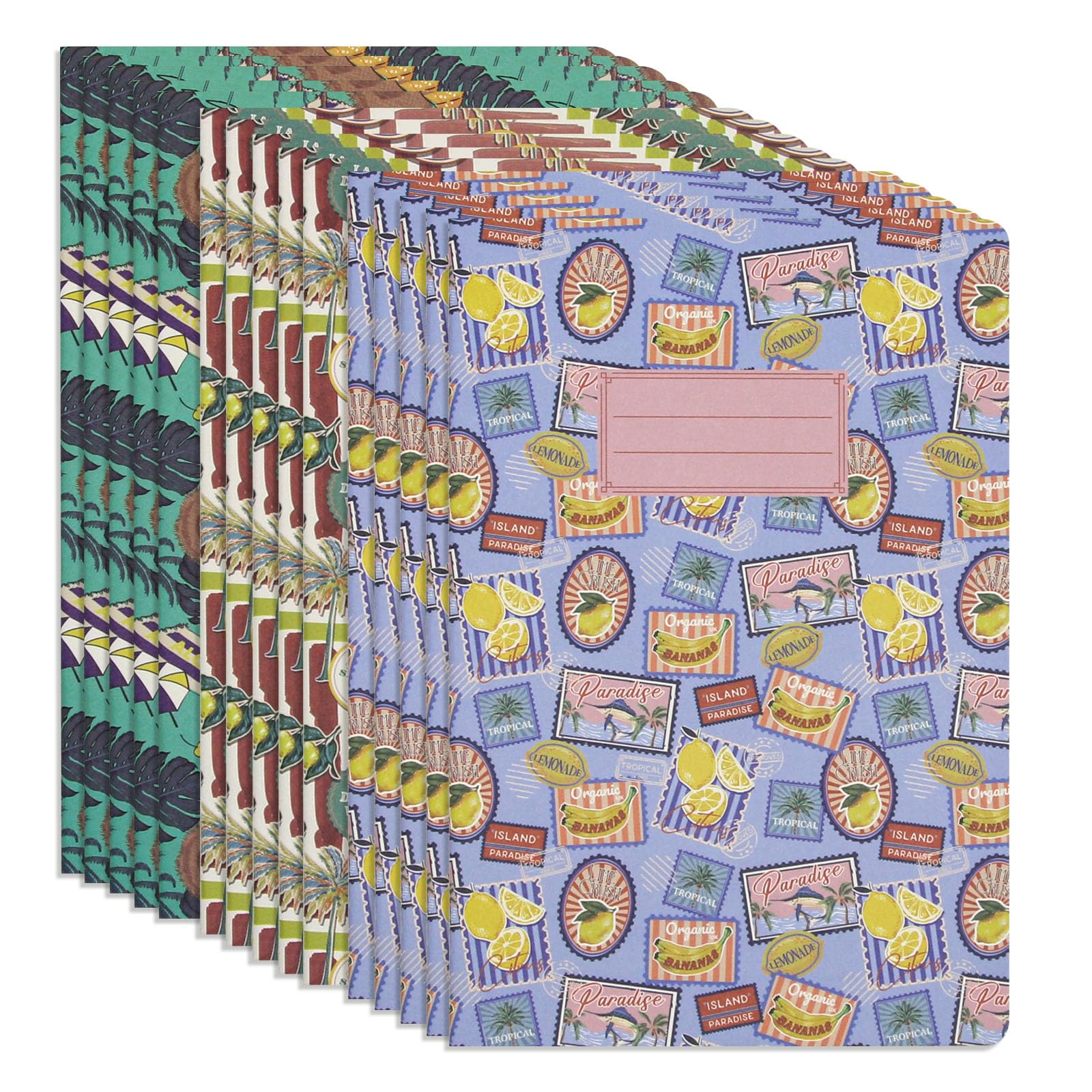 WETLOTEE 15 Pack A5 Writing Pad, Summer Reverie Collection, 3 Unique Designs (5 Pads Each), Versatile Blank Notepad with Line/Grid Guide Sheet, Bulk Stationery