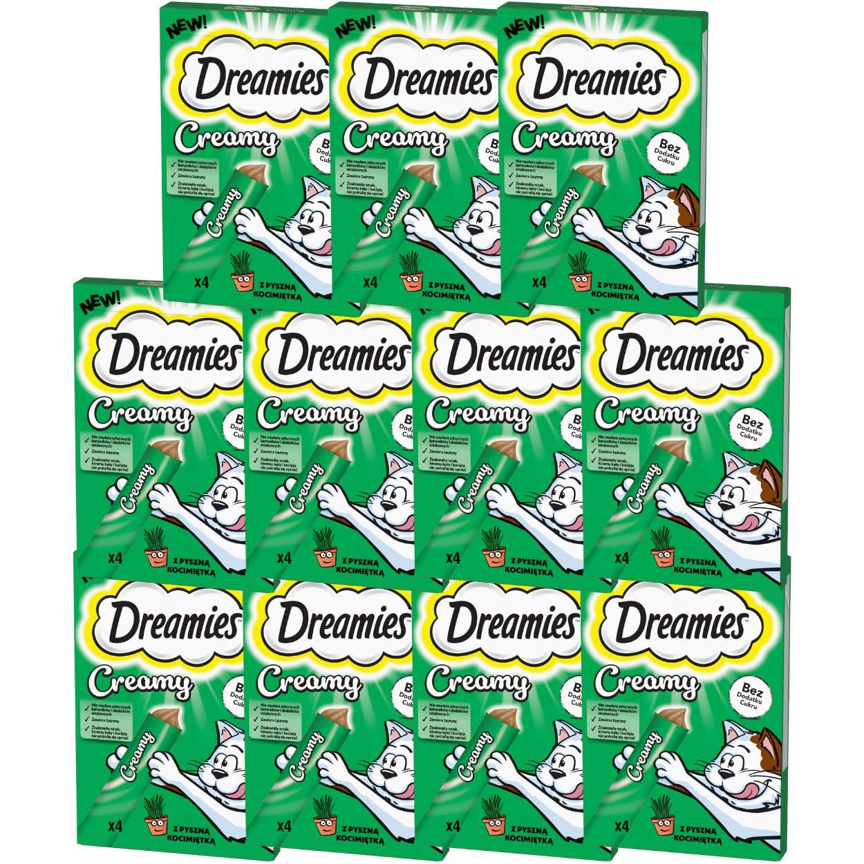 DREAMIES Creamy Multipack kocimiętka, 11 x 4 x 10 g – kremowe smakołyki z kocimiętką dla kotów
