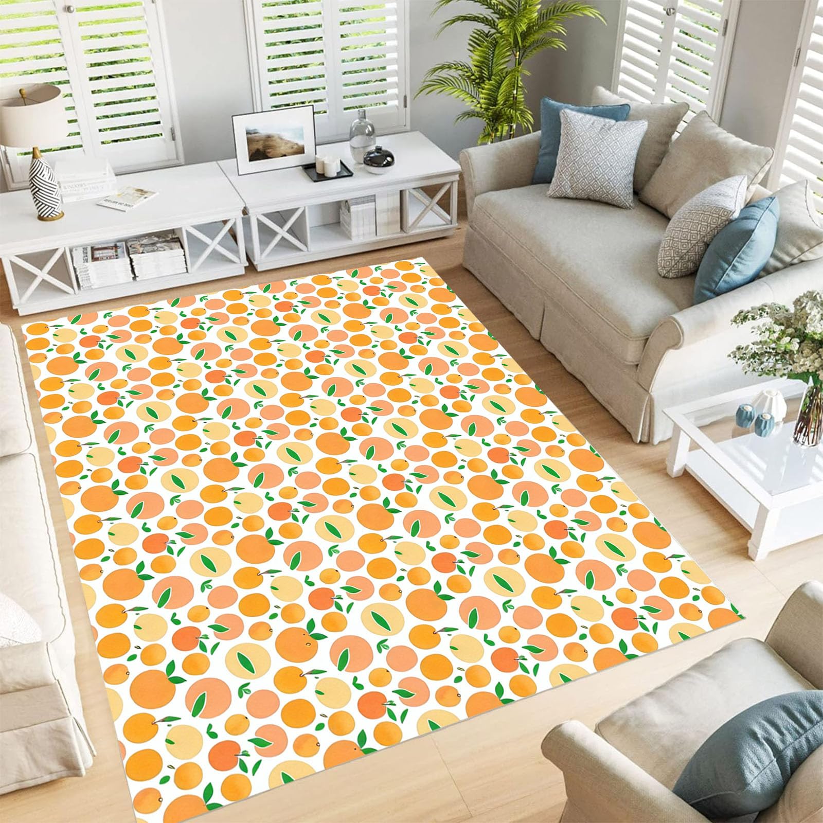 Tapis agrumes à pois au motif fruits de dessin animé jaune citron pour bureau