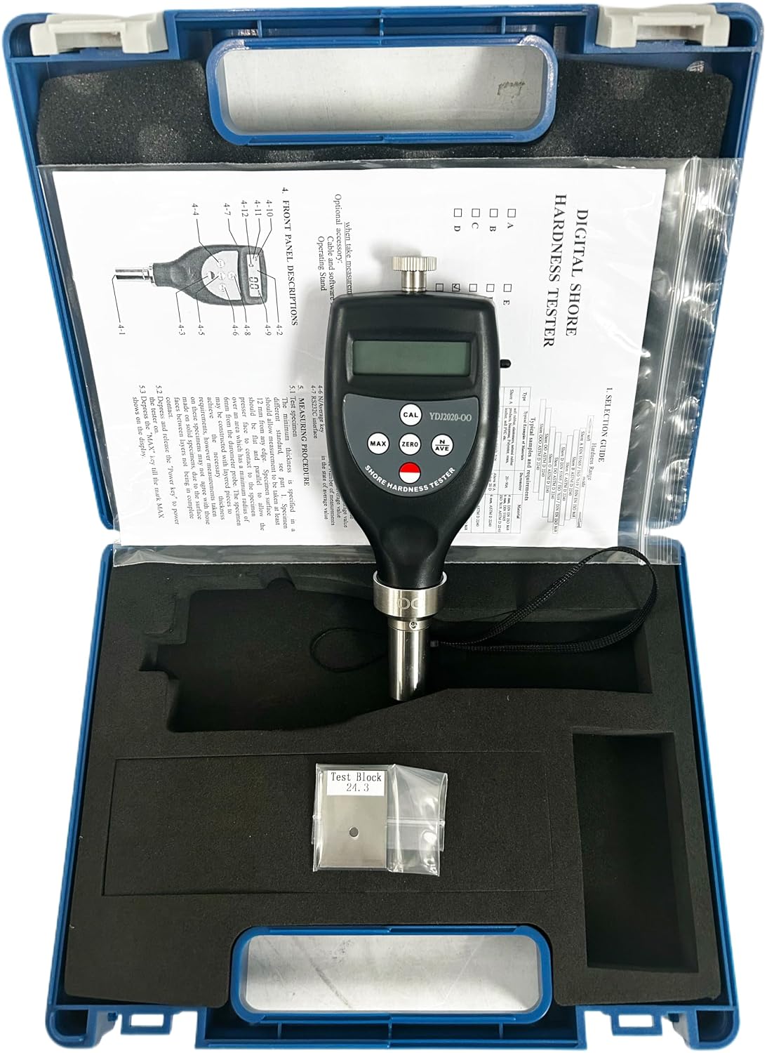Handheld Shore Hardness Tester Measuring for Sponge Foam Sclerometer Durometer with Digital Display Range 10 to 90HOO