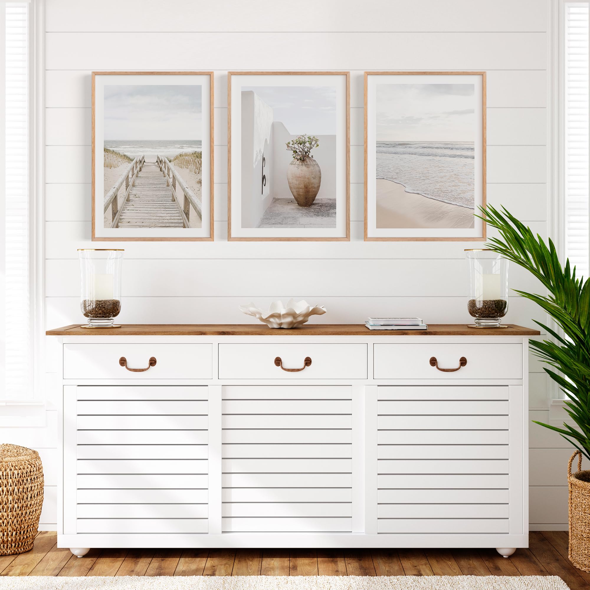 OHBIMBA® Set De 3 Cuadros Decoracion Salon Modernos Con Laminas Decorativas Pared Decoracion Marinera - Cuadros Decorativos Decoracion Pared - Lienzos Decorativos Tamaño 50 X 70 cm - Colección Playa